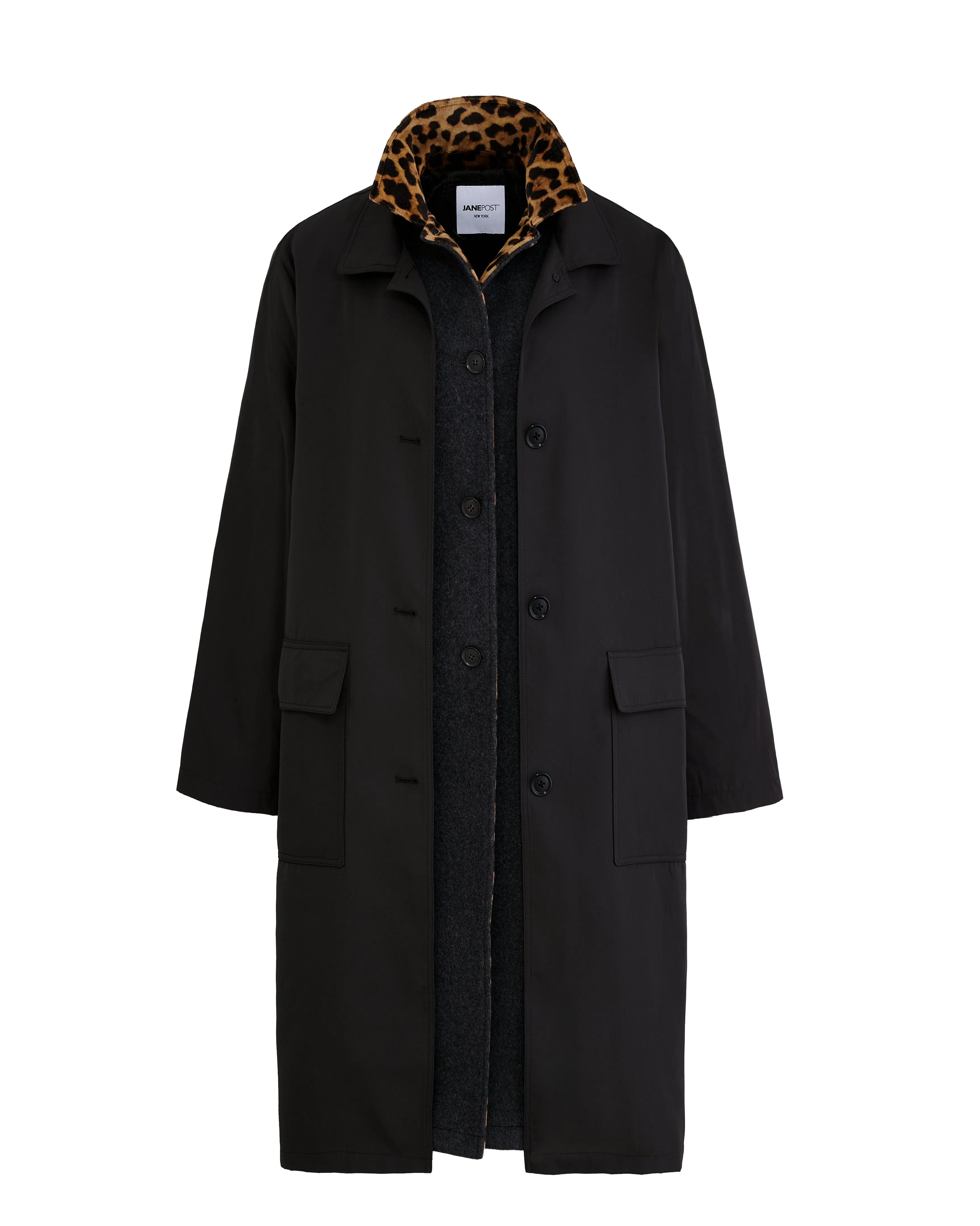 City Chill Style 3-IN-1 WOOL COAT WITH LEOPARD TRIM