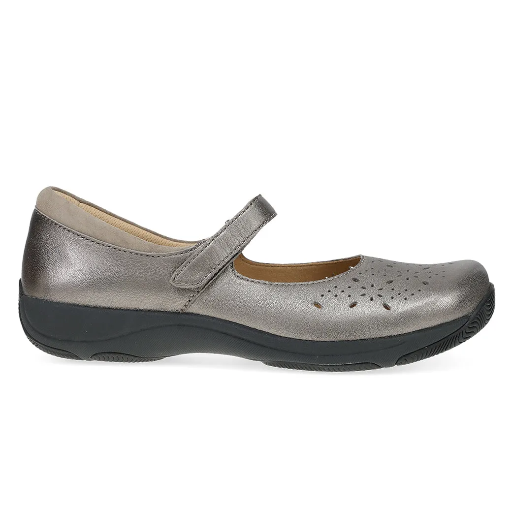 Womens Dansko Stacy in Pewter Metallic Shopping Day Stretch Laces
