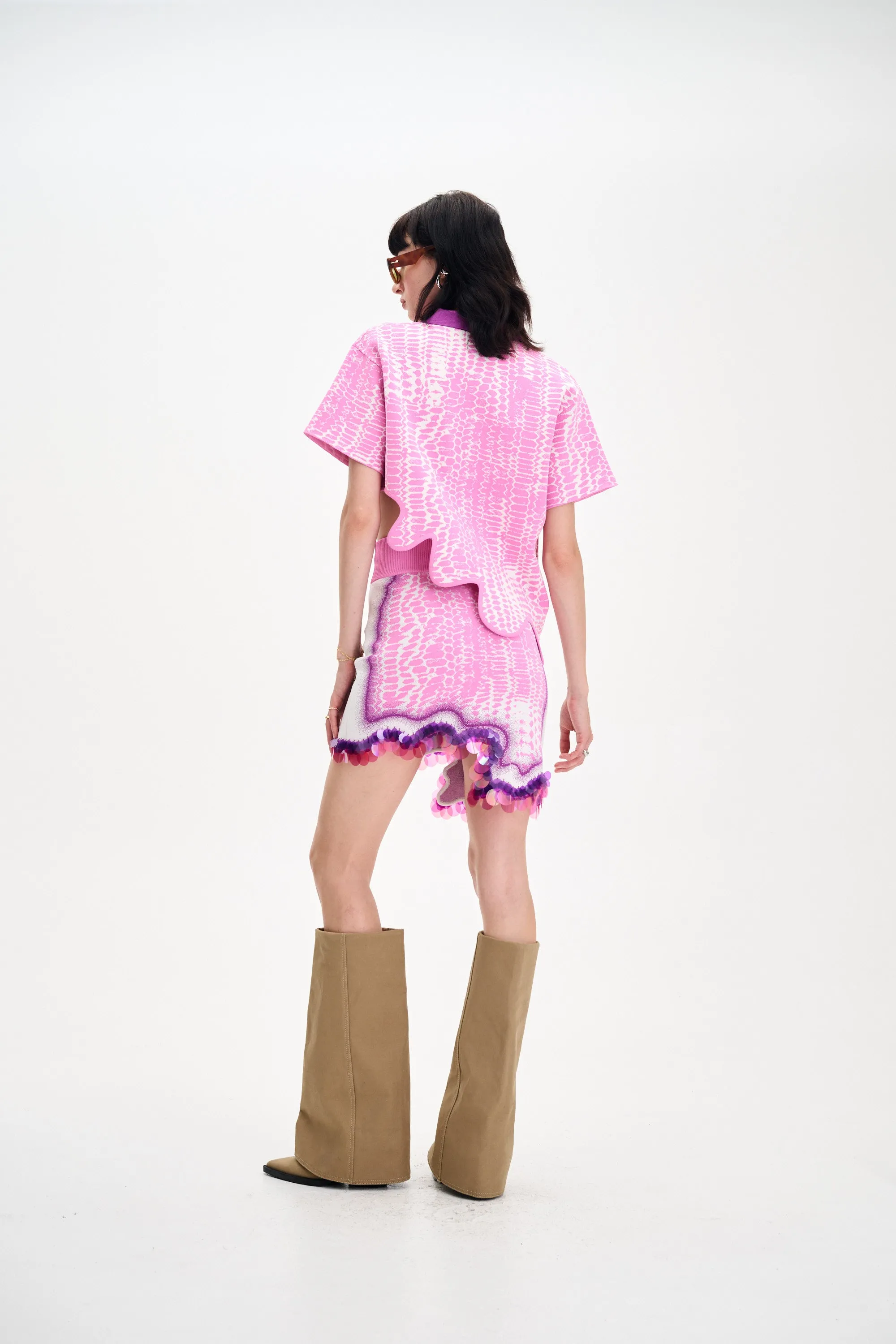 Twill Weave Texture Windproof Design CASEY WAVY MINI SKIRT