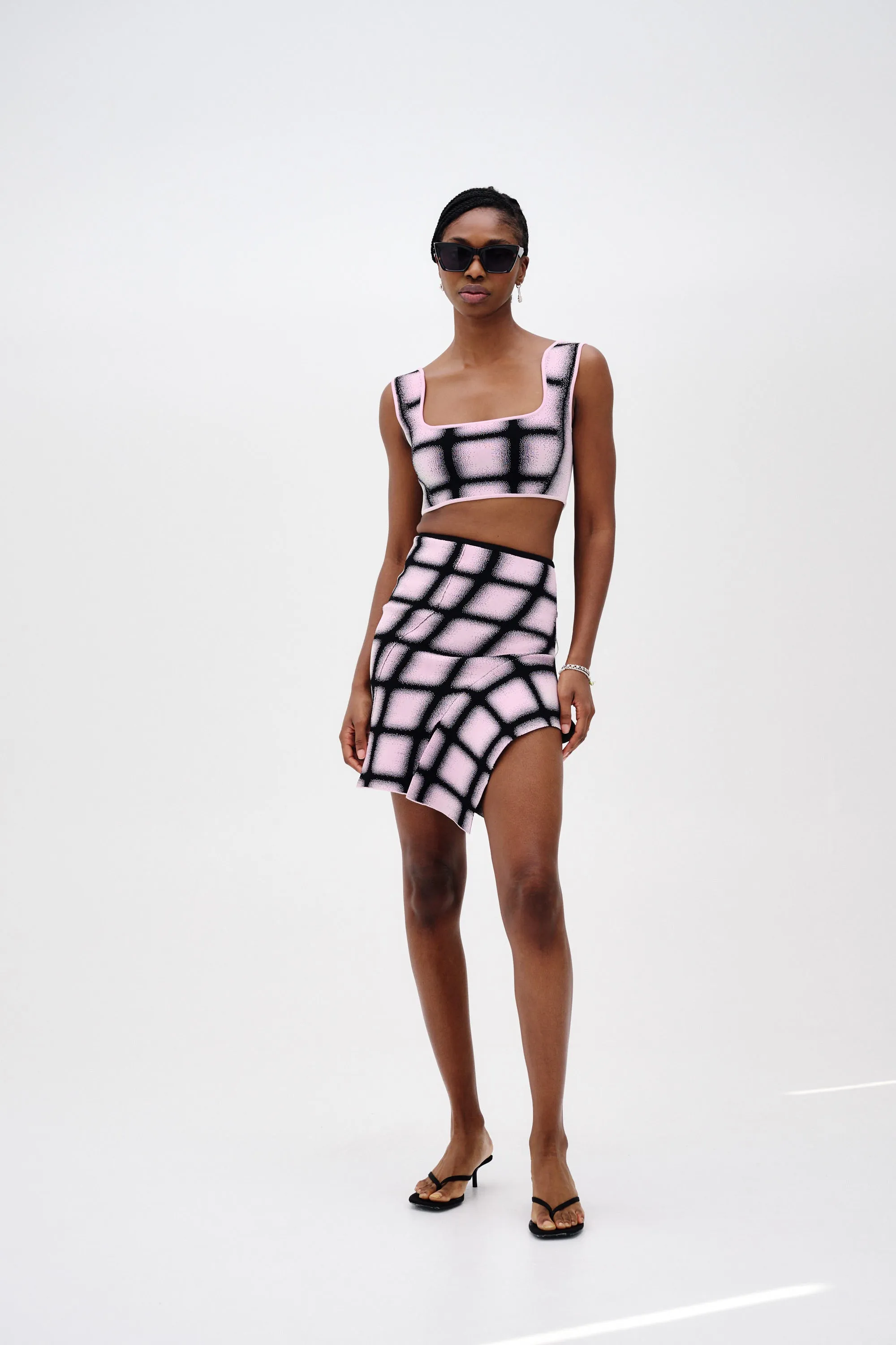 Low Profile Seaming ALICE UV REACTIVE PLAID BRA TOP