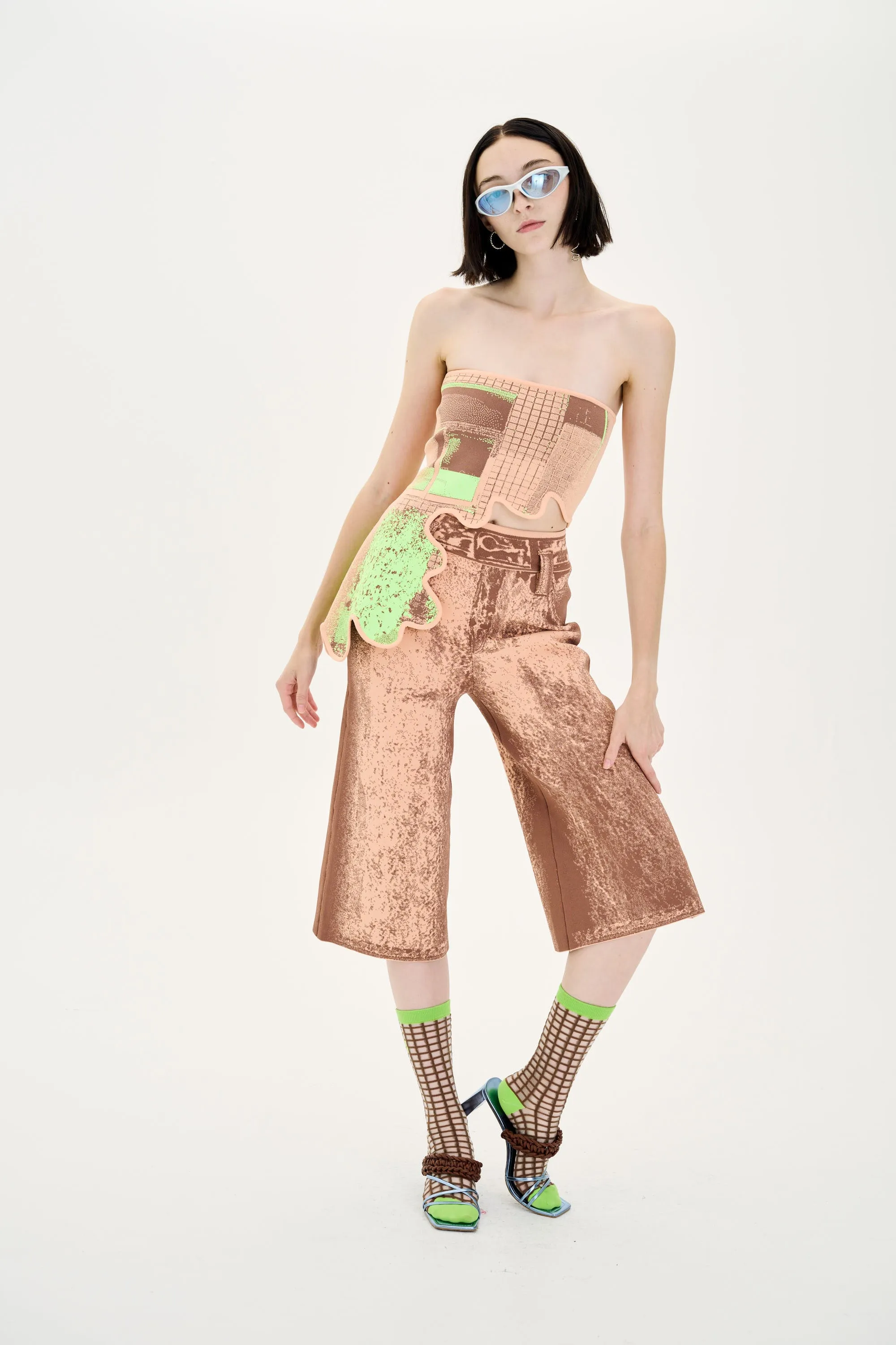 POMELO WAVY WINDOW PRINT BRA TOP ContrastStitching