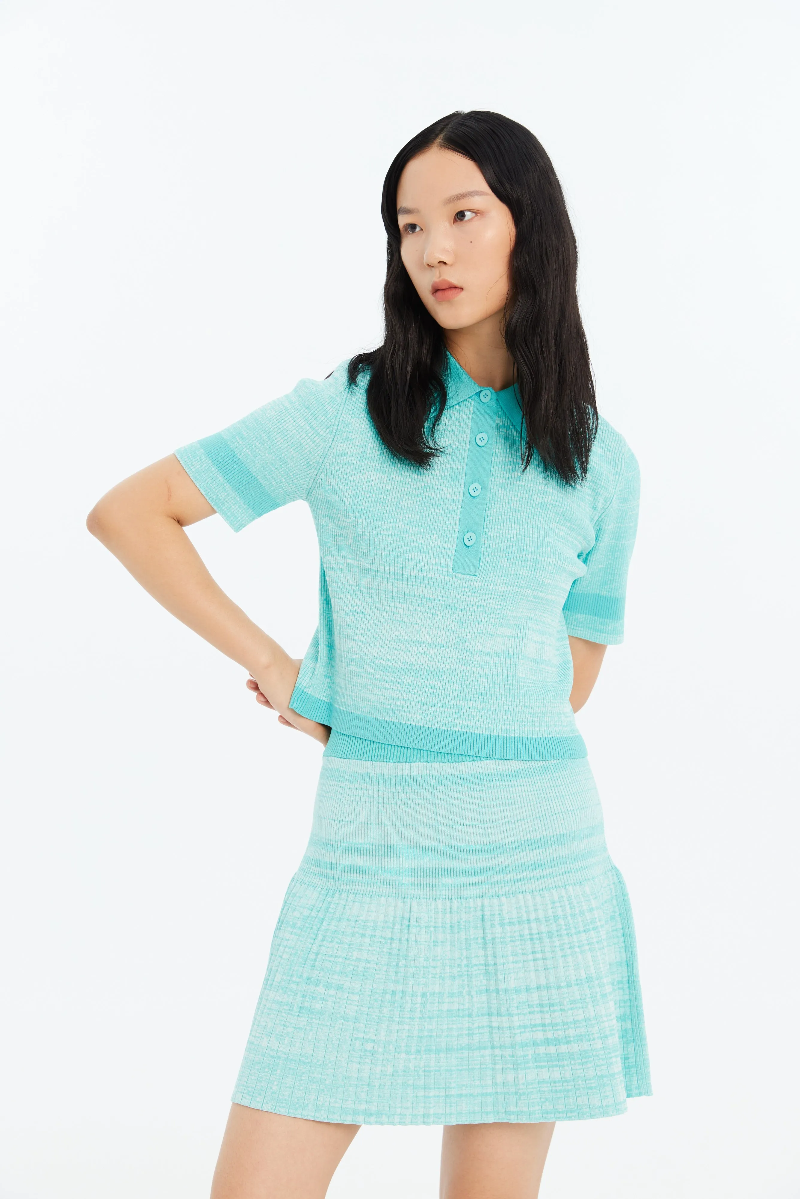 SAMMIE ECO CROPPED POLO SHIRT Double Layered Hood Assembly Low Profile Seaming