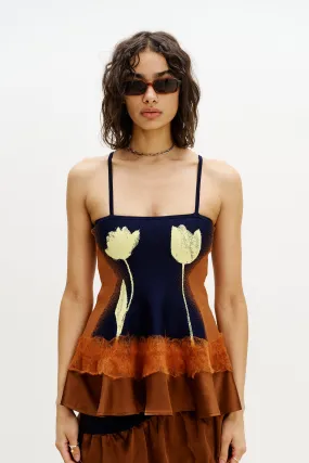 TULIP NEEDLE PUNCH TANK TOP Convertible Collar