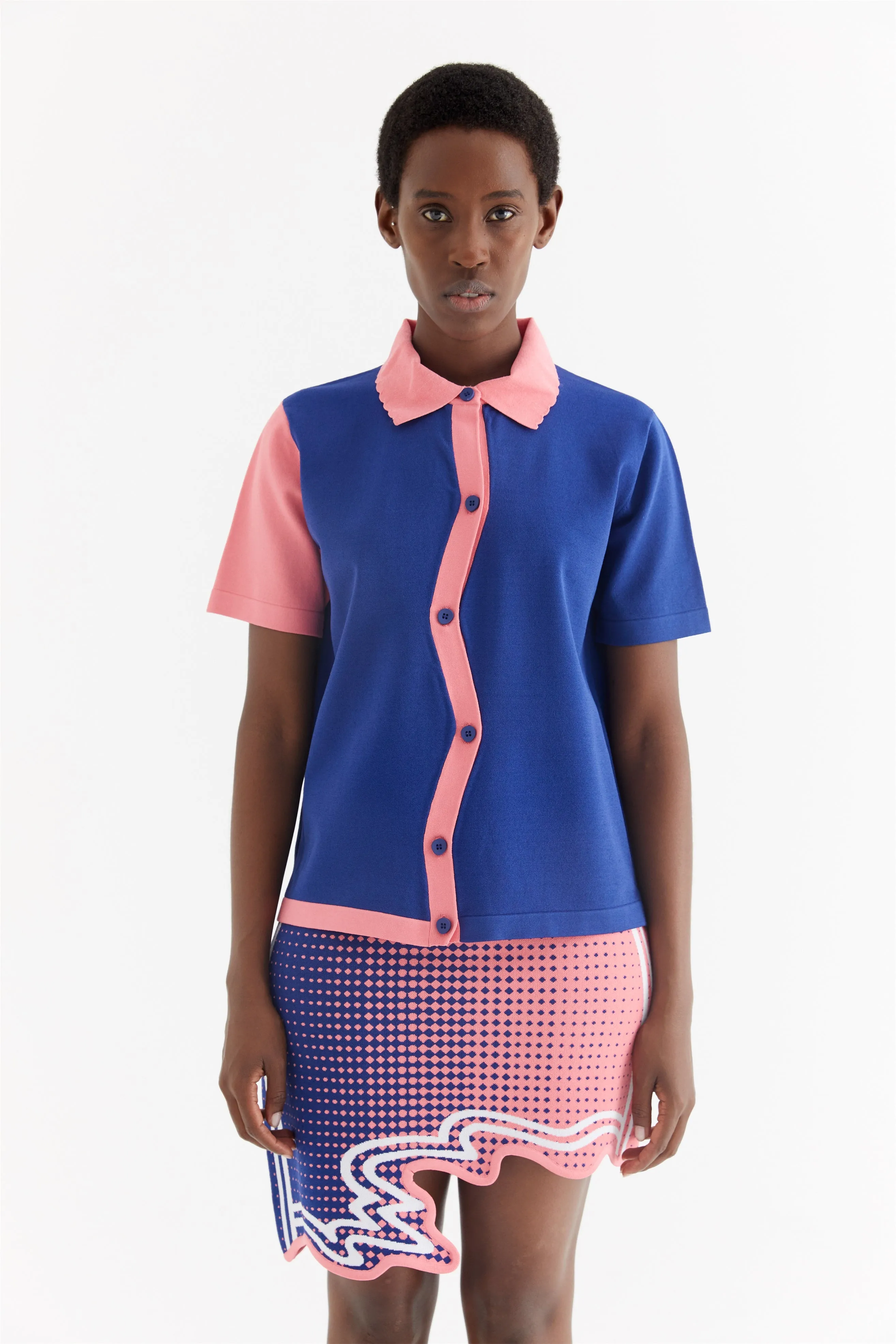 ATEN WAVY POLO SHIRT Softened Edges Active Blouse