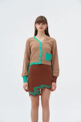 Odor Resistant Lining ALAIA ECO CASHMERE COTTON WAVY RIBBED CROPPED CARDIGAN