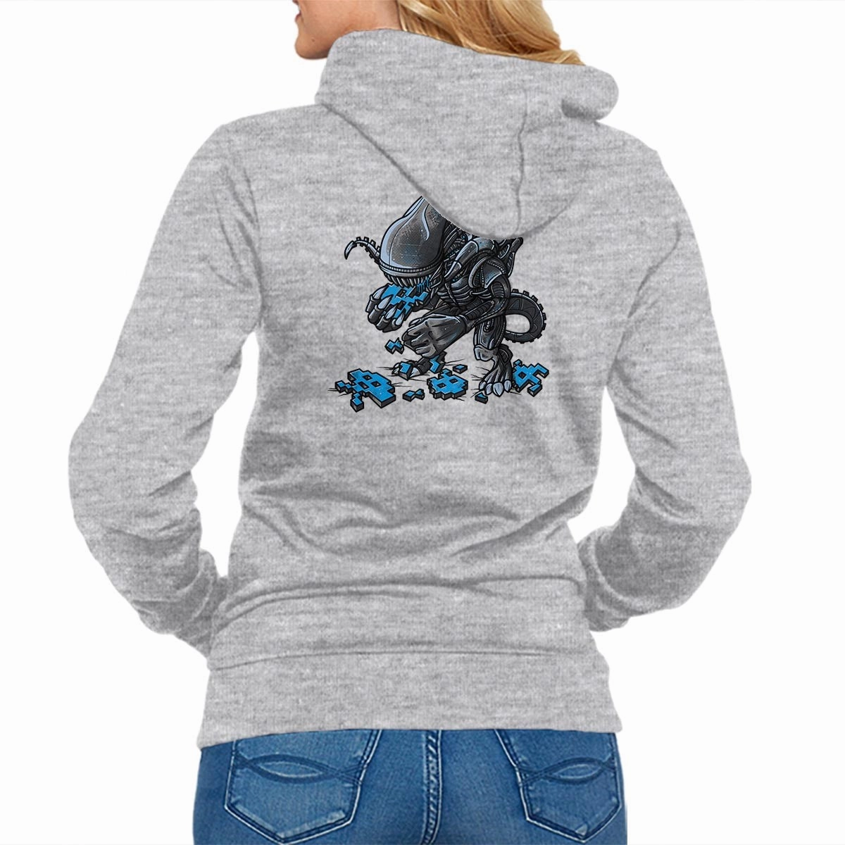 Alien Eats Alien Zip-up goes with sneakers