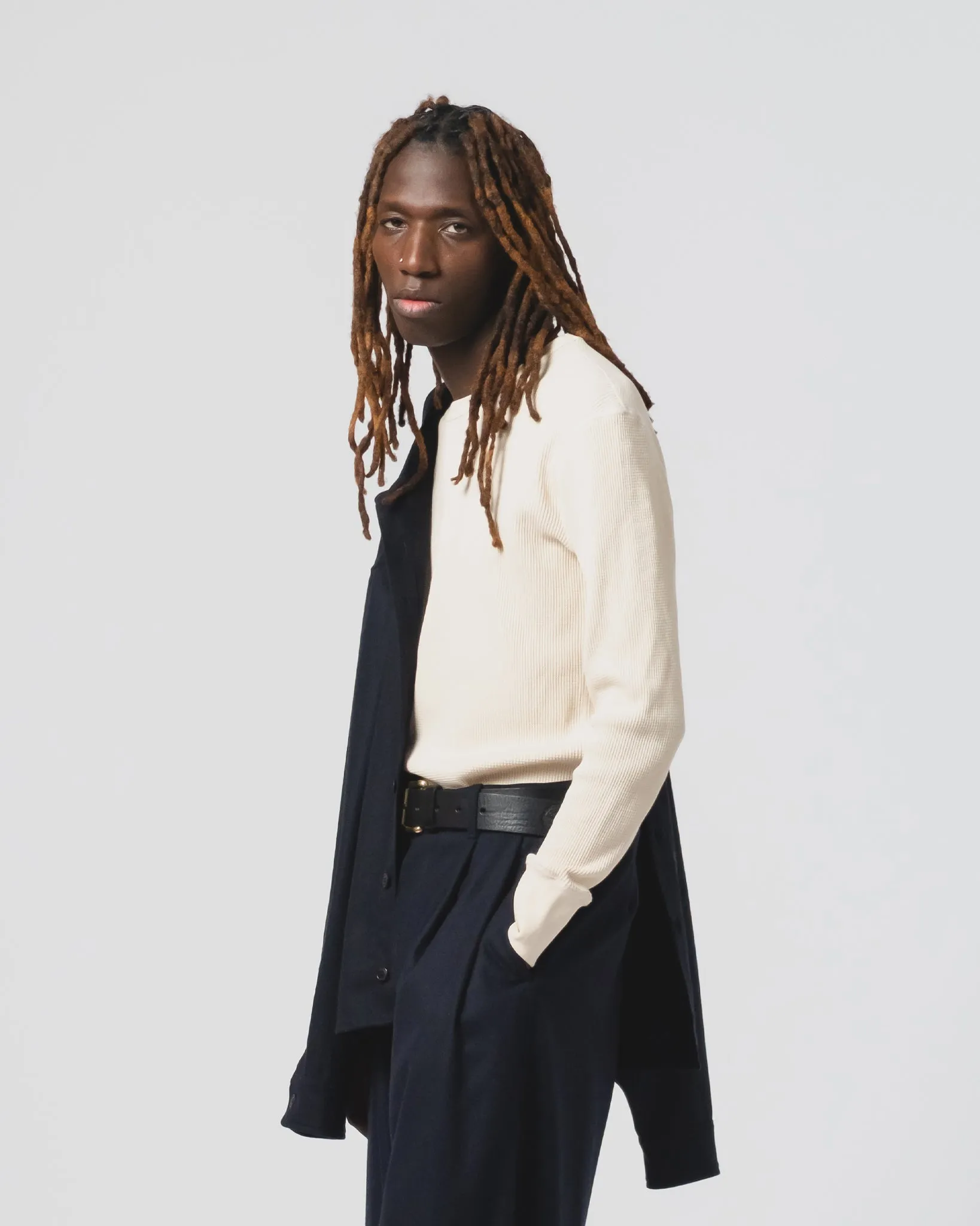 Easy Layer L/S Thermo Waffle T Jersey Off White