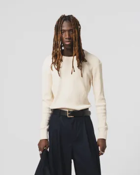 Cozy Vibe Wear Sporty Design L/S Thermo Waffle T Jersey Off White