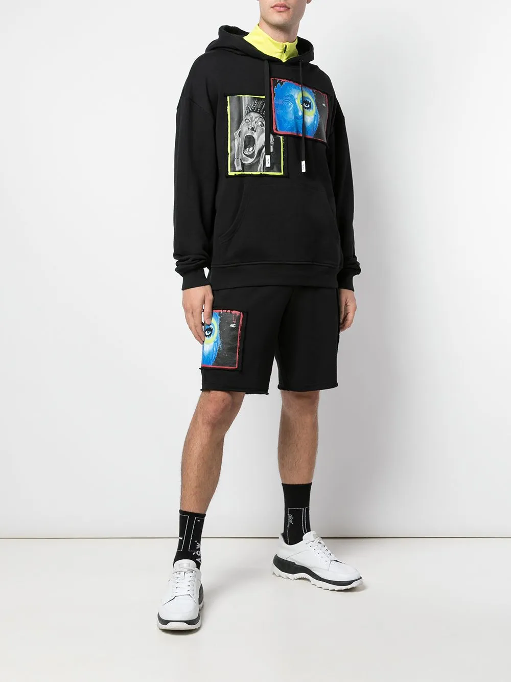 OVERLAP DROP SHOULDER HOODIE BLACK All Season Outfit Street Cool