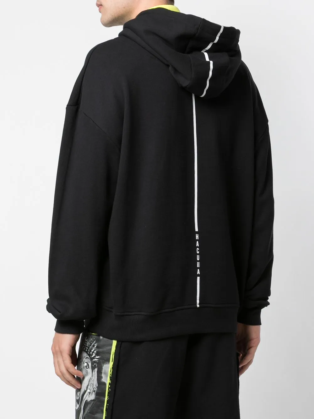 OVERLAP DROP SHOULDER HOODIE BLACK Urban Fit Stretch Fabric Technology