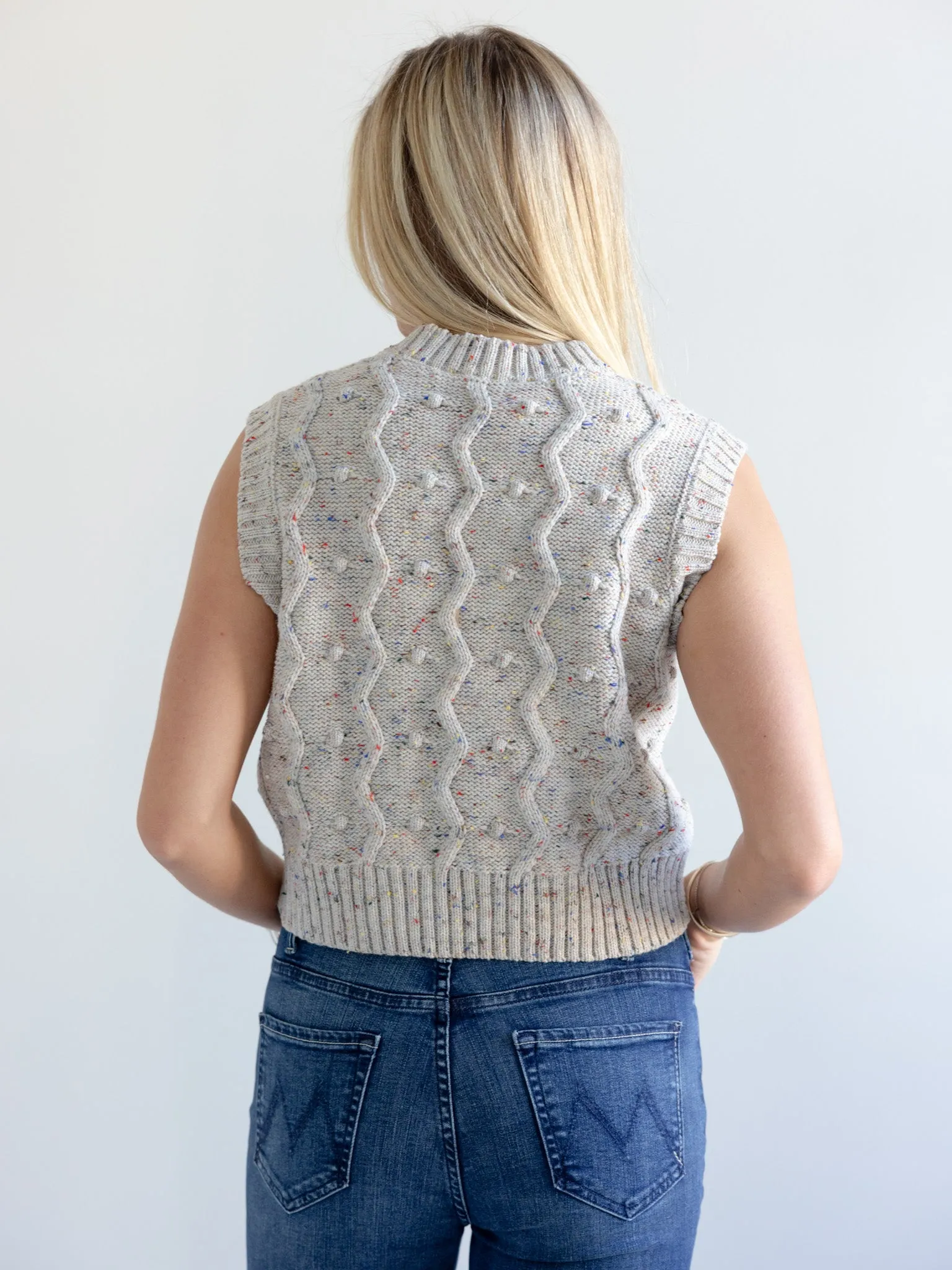 GiGi Bubble Vest in Natural Speckle All Day Comfort Fit Essential Knit