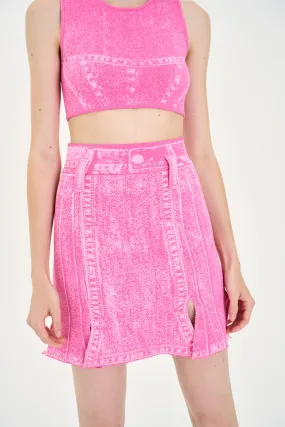 DAHLIA DENIM PRINT CARWASH SKIRT Daily Style Organic Cotton