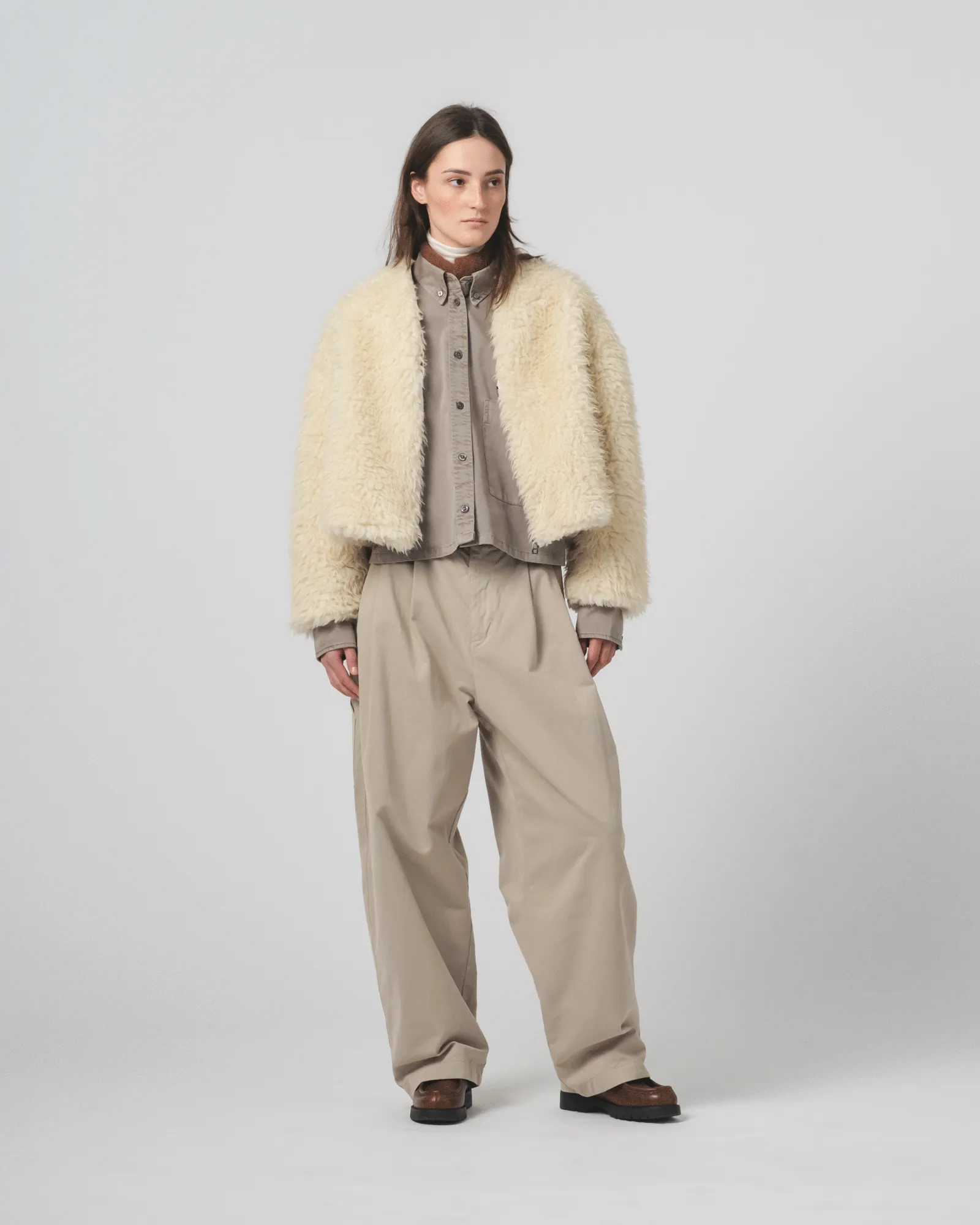 Ambassador Pants Gabardine Satin Oyster Smooth Fabric