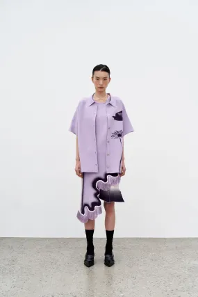 AMBER FLOWER PRINT OVERSIZED POLO SHIRT FoamReinforcedCollar Antibacterial Fabric