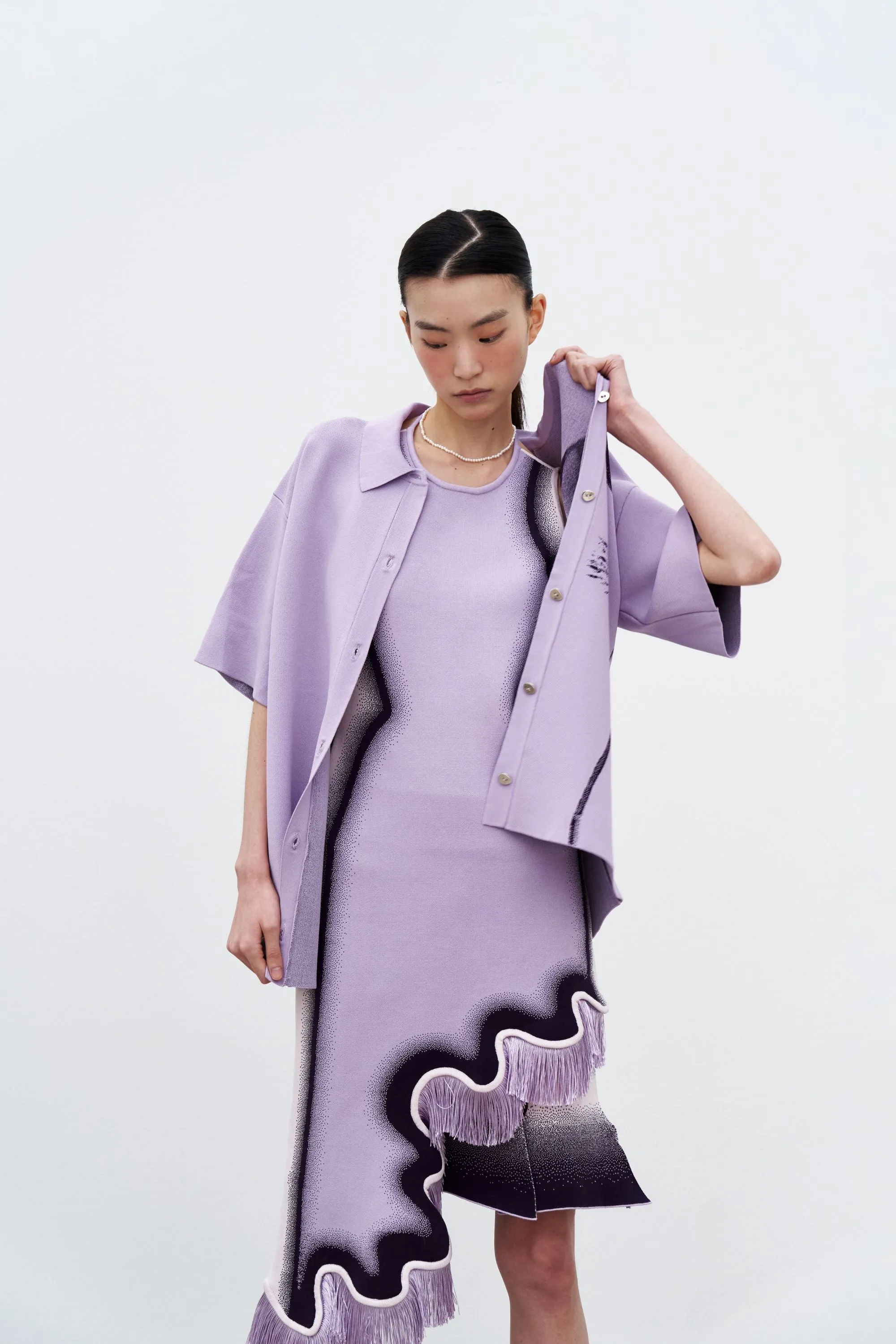 High Collar Option AMBER FLOWER PRINT OVERSIZED POLO SHIRT