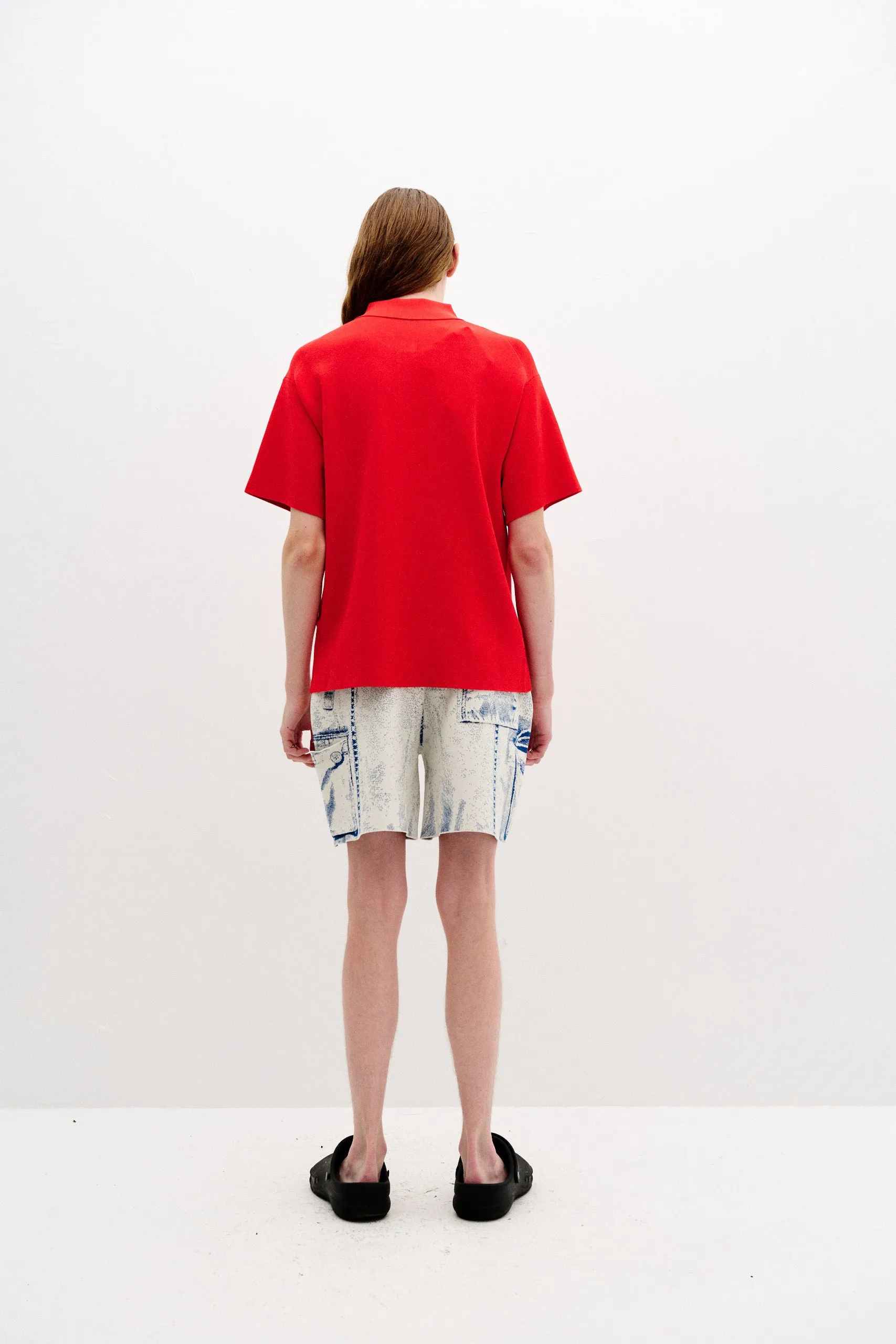 AMBER FLOWER PRINT OVERSIZED POLO SHIRT AntiPillingTreatment FlatlockSeamTechnique