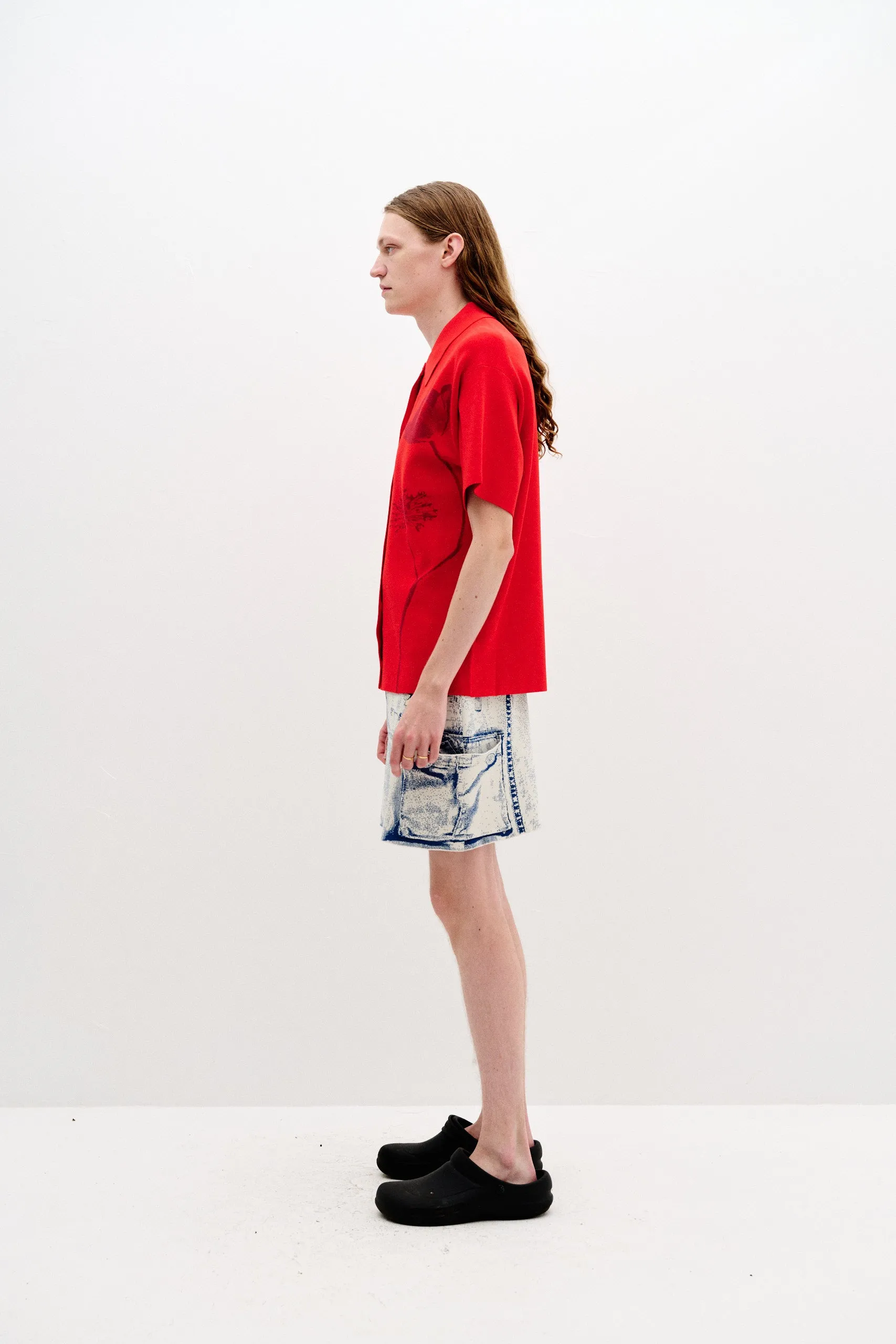 AMBER FLOWER PRINT OVERSIZED POLO SHIRT Fitted Tank