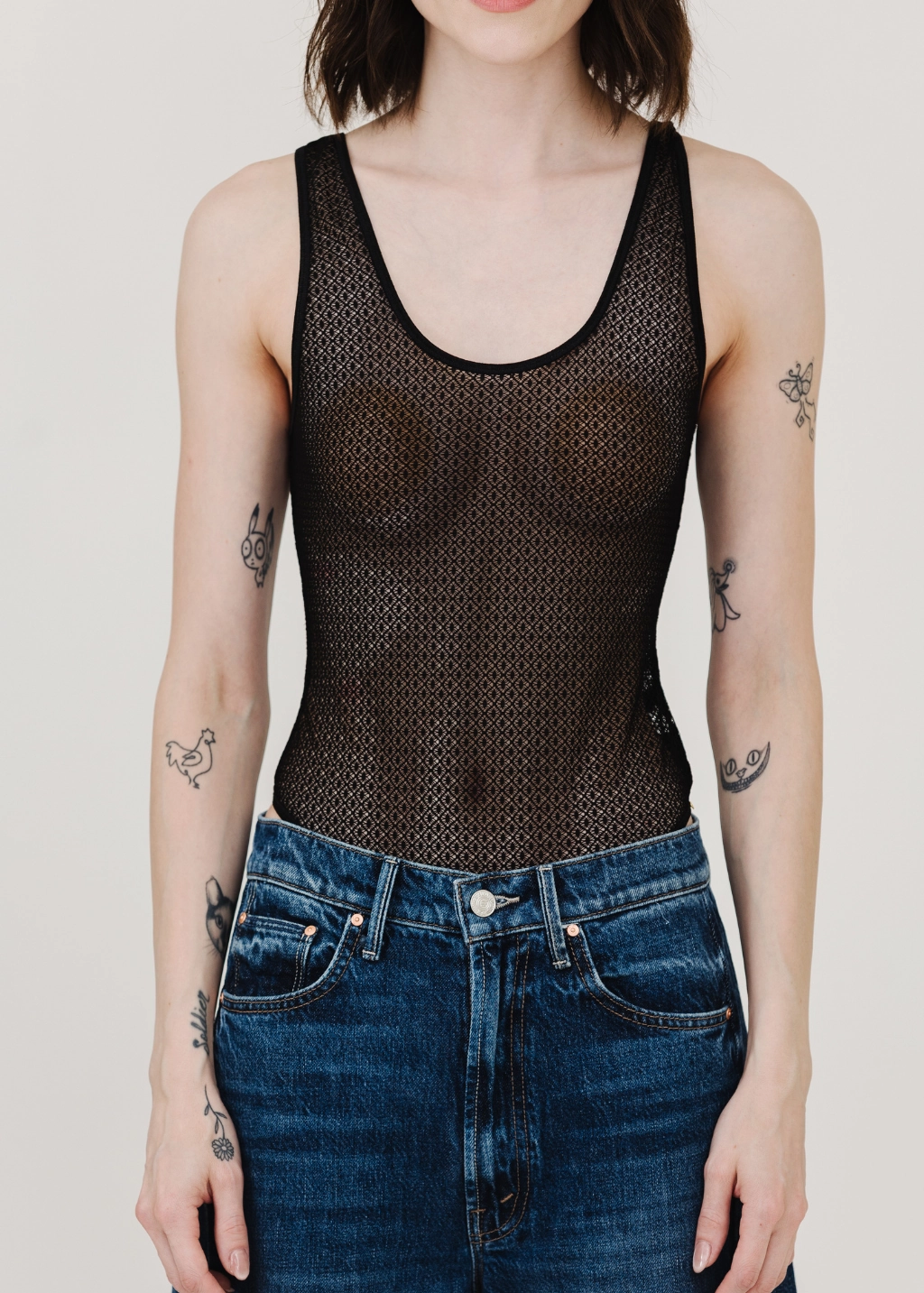 Anine Bing Alysha Bodysuit in Geometric Lace Hypoallergenic Fiber