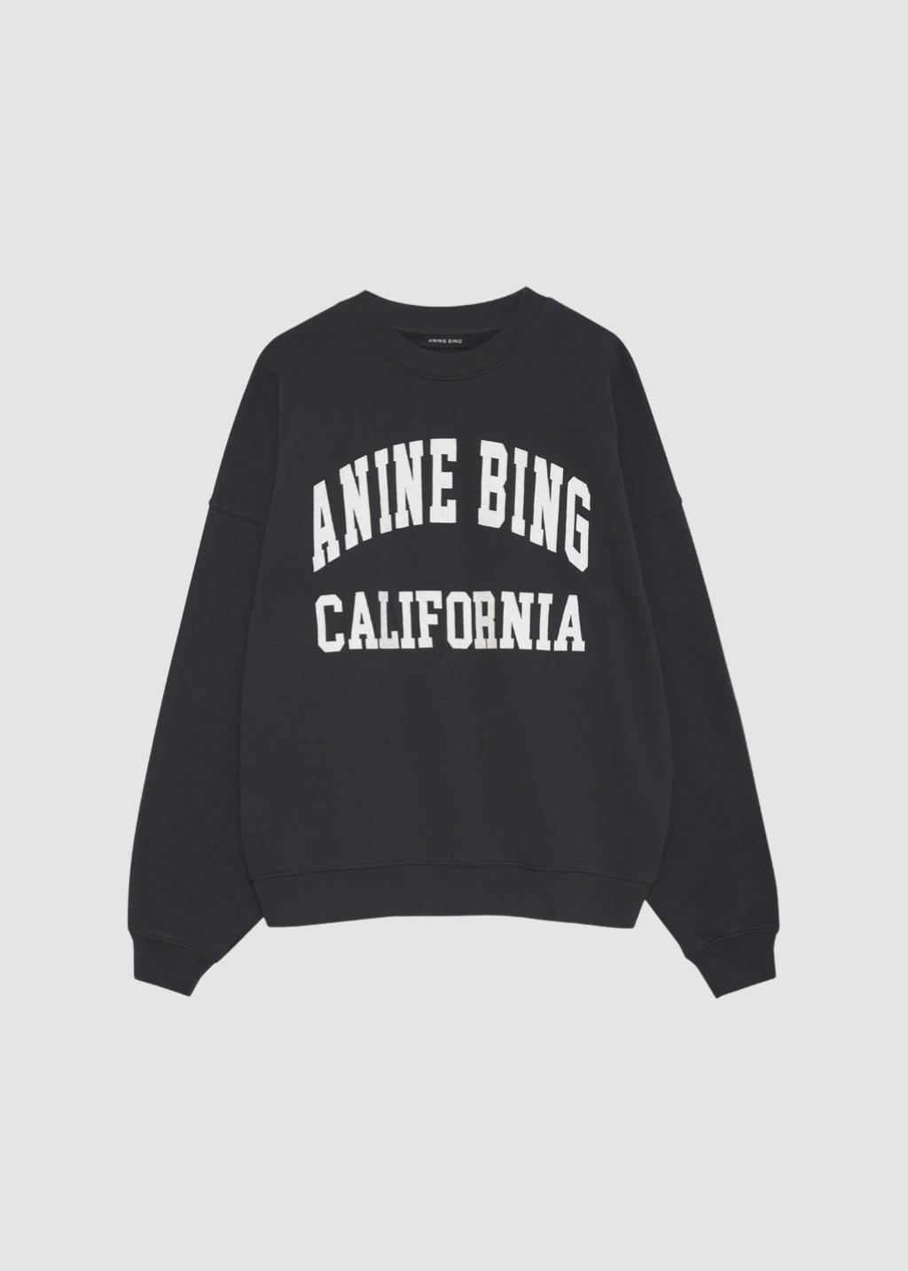Anine Bing Miles Sweatshirt Logo in Washed Black Odor Control Technology Reinforced Seams
