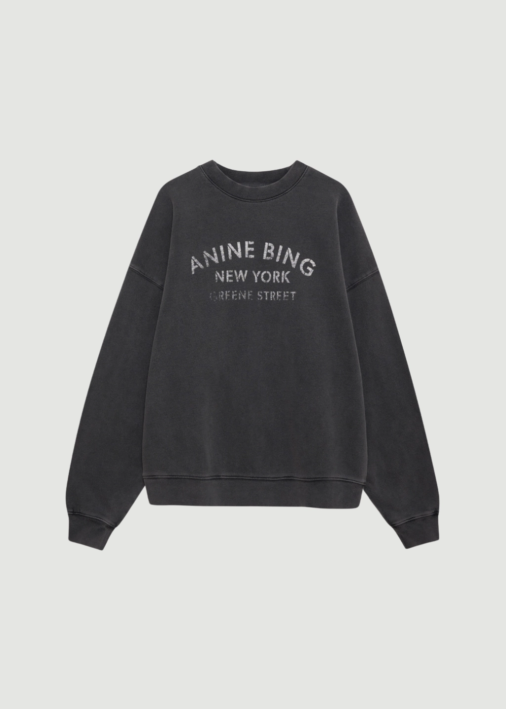 MeshPanel DoubleLayered Collar Anine Bing Miles Sweatshirt NY in Washed Black