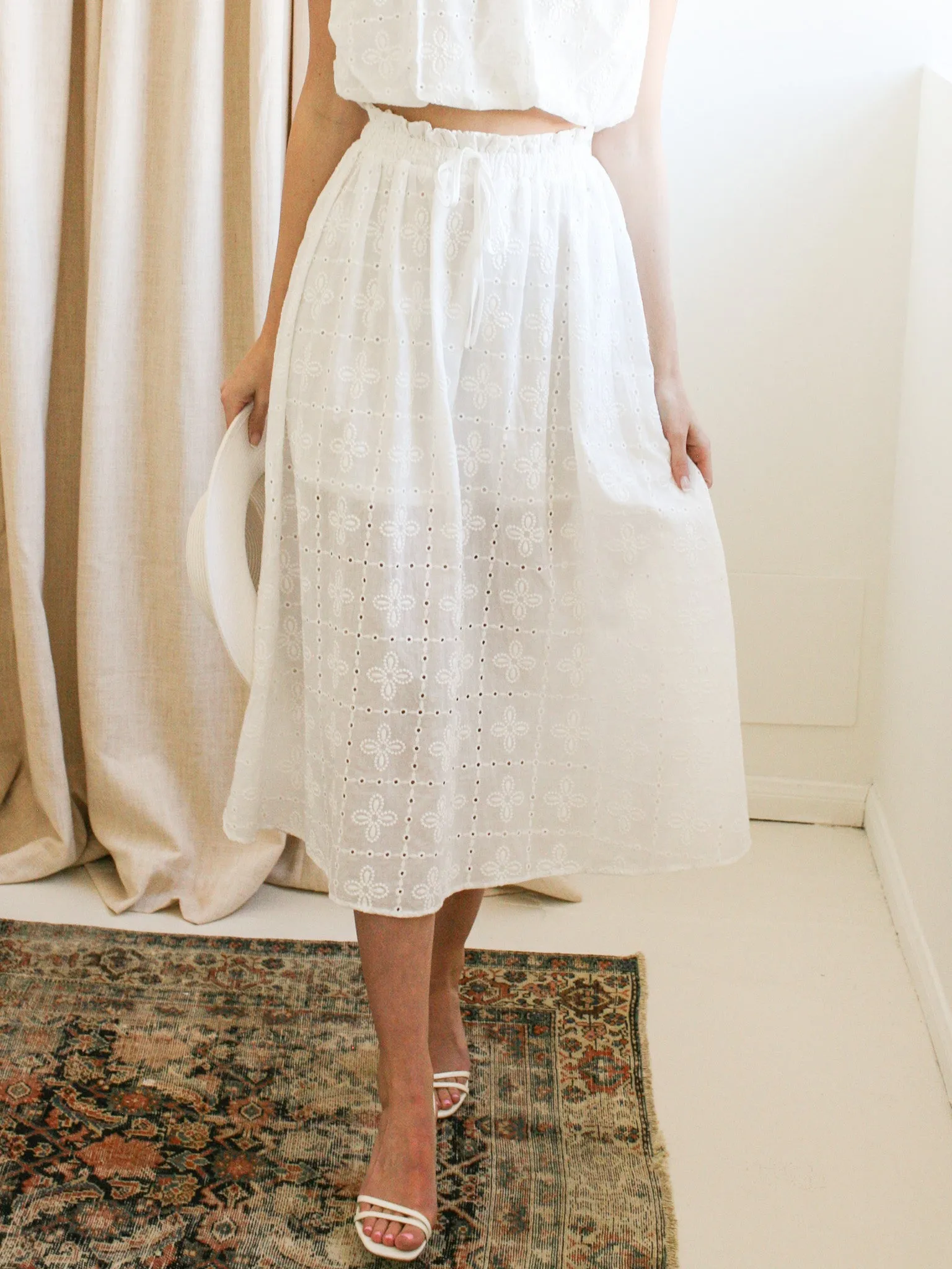 Smart Fit Versatile Outfit Carolina Eyelet Midi Skirt