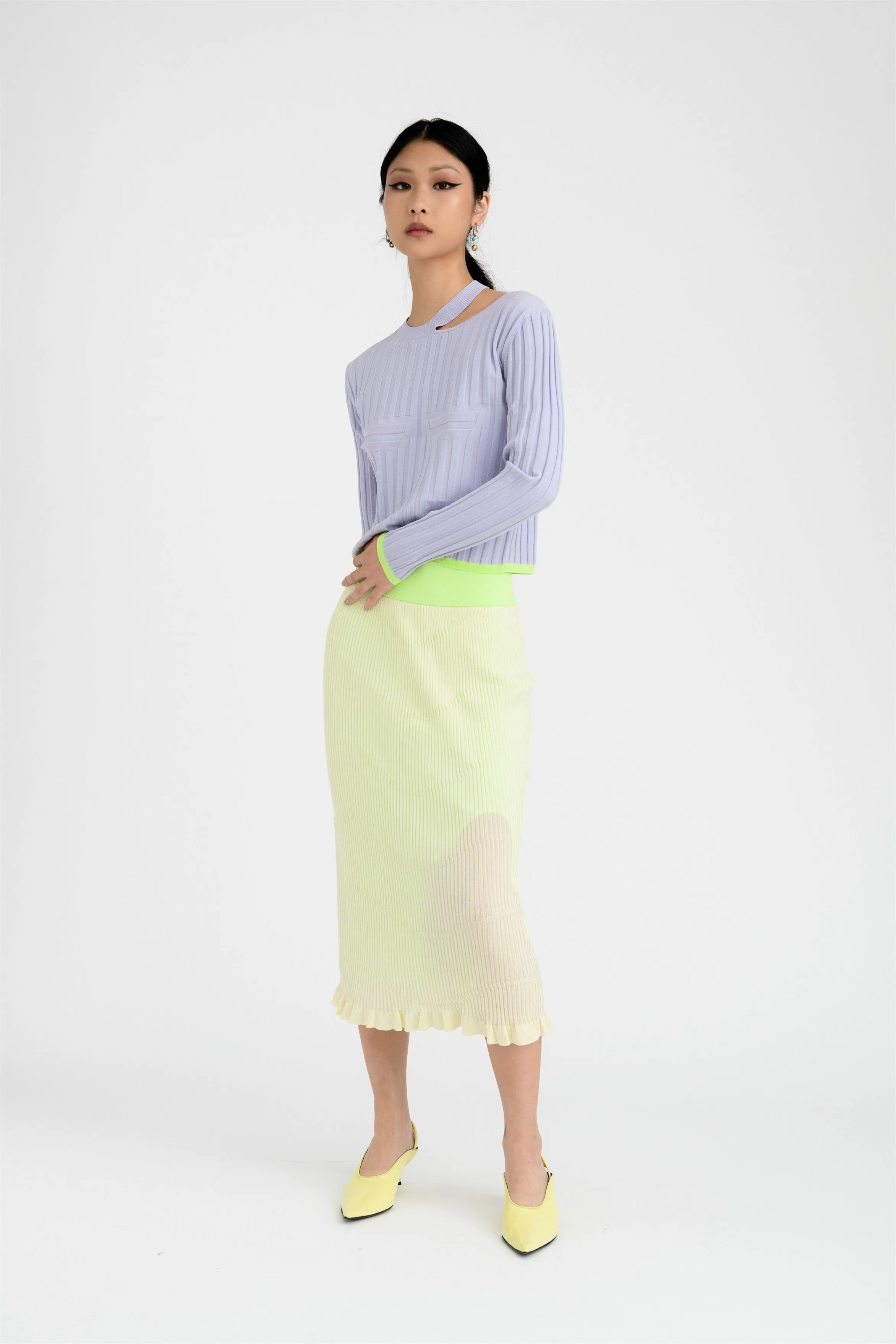 High Durability Thread FINLEY DOUBLE LAYER MIDI SKIRT