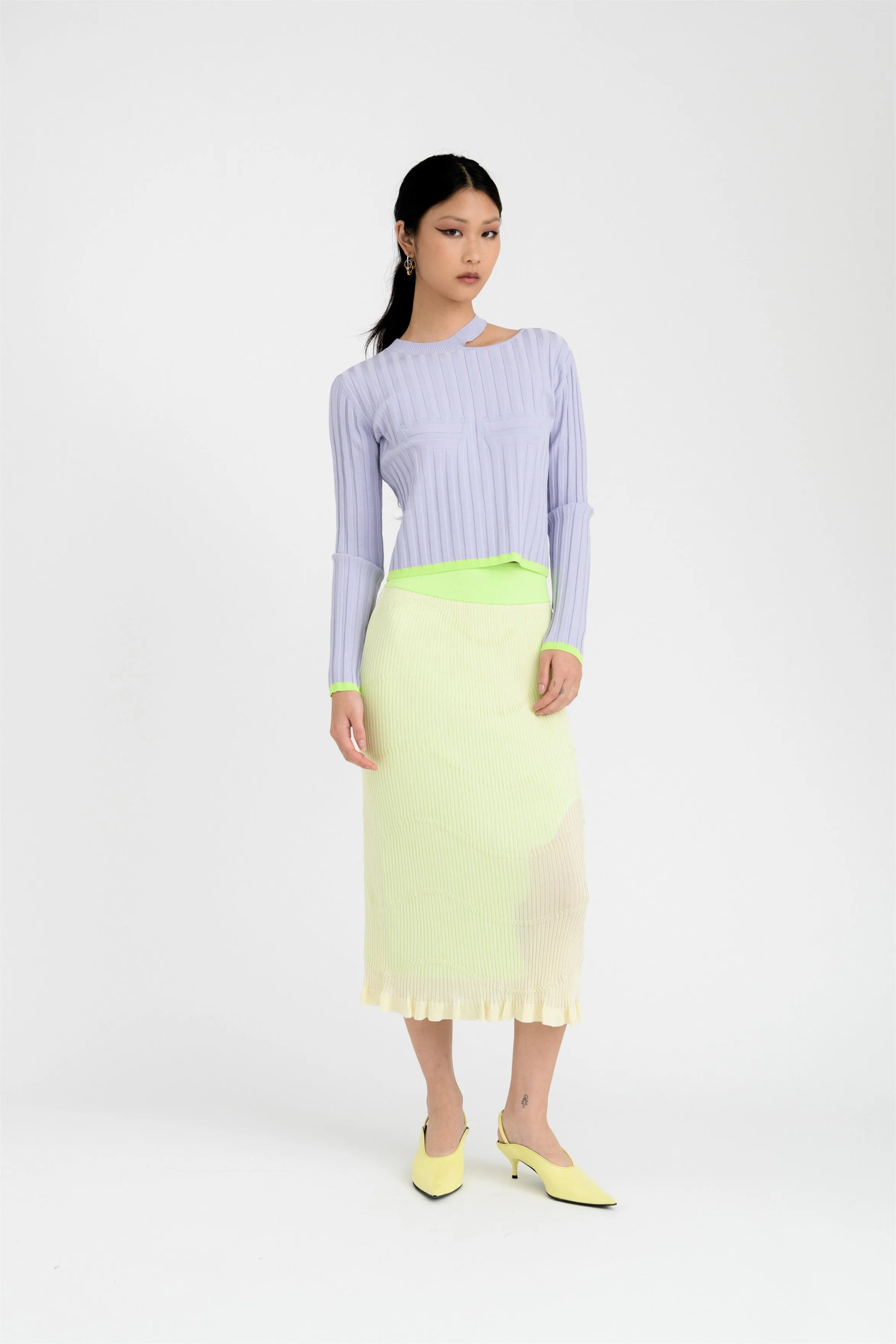 Breathable mesh FINLEY DOUBLE LAYER MIDI SKIRT