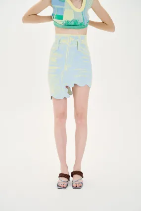 LINDSAY FAKE DENIM WAVY MINI SKIRT WindproofLayer