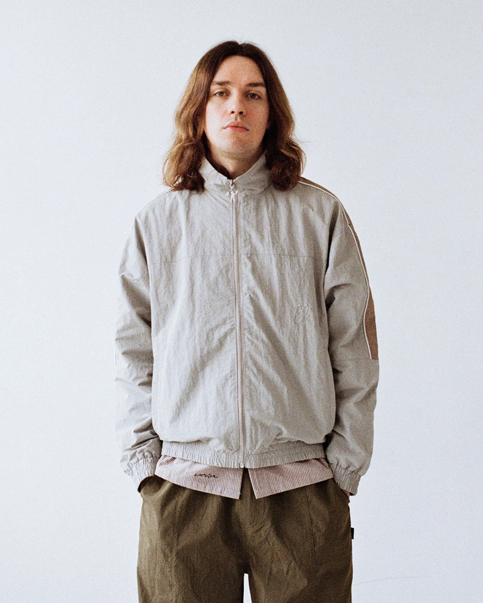 Relaxed City Style Modern Layers Nylon Track Jacket