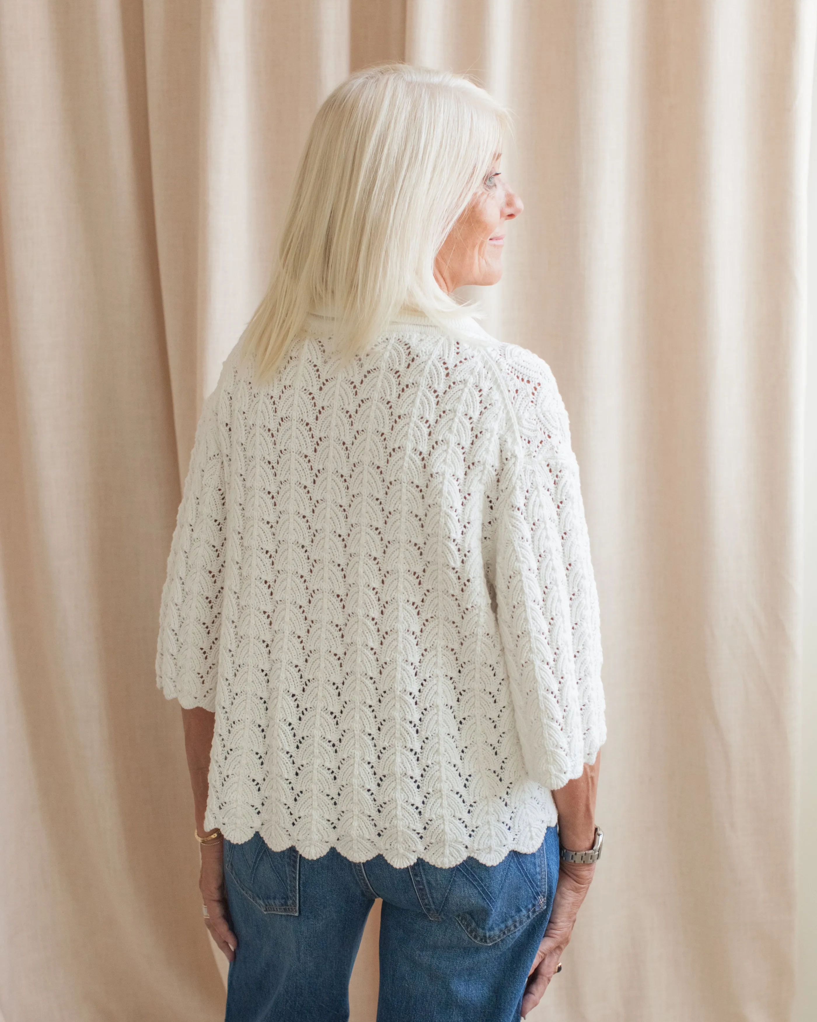 Esther Crocheted Cardigan- Ivory Sophisticated Layers Versatile Comfort