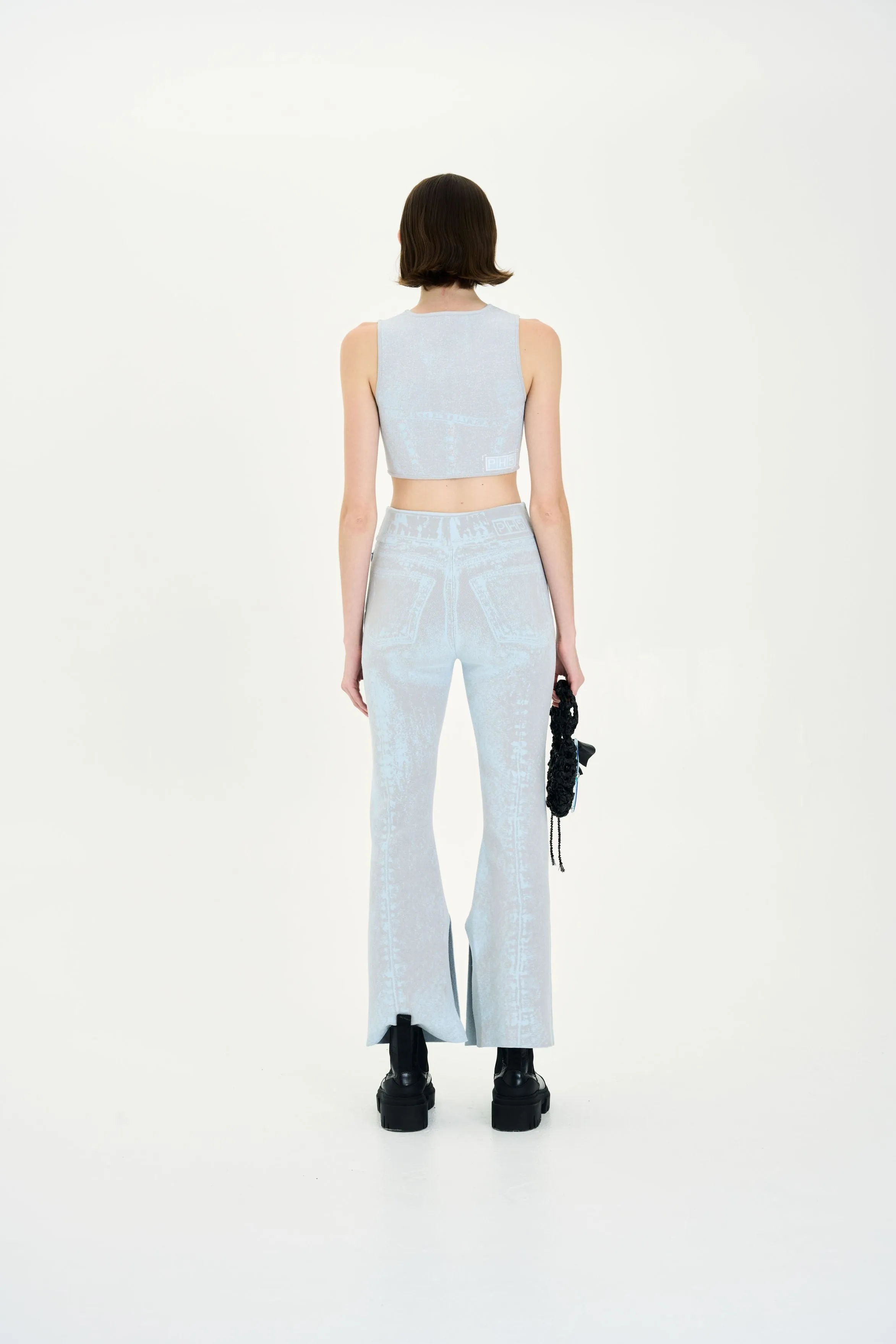 HAZEL DENIM PRINT SKINNY JEANS WITH SLIT Tailored Silhouette Fashion Fit