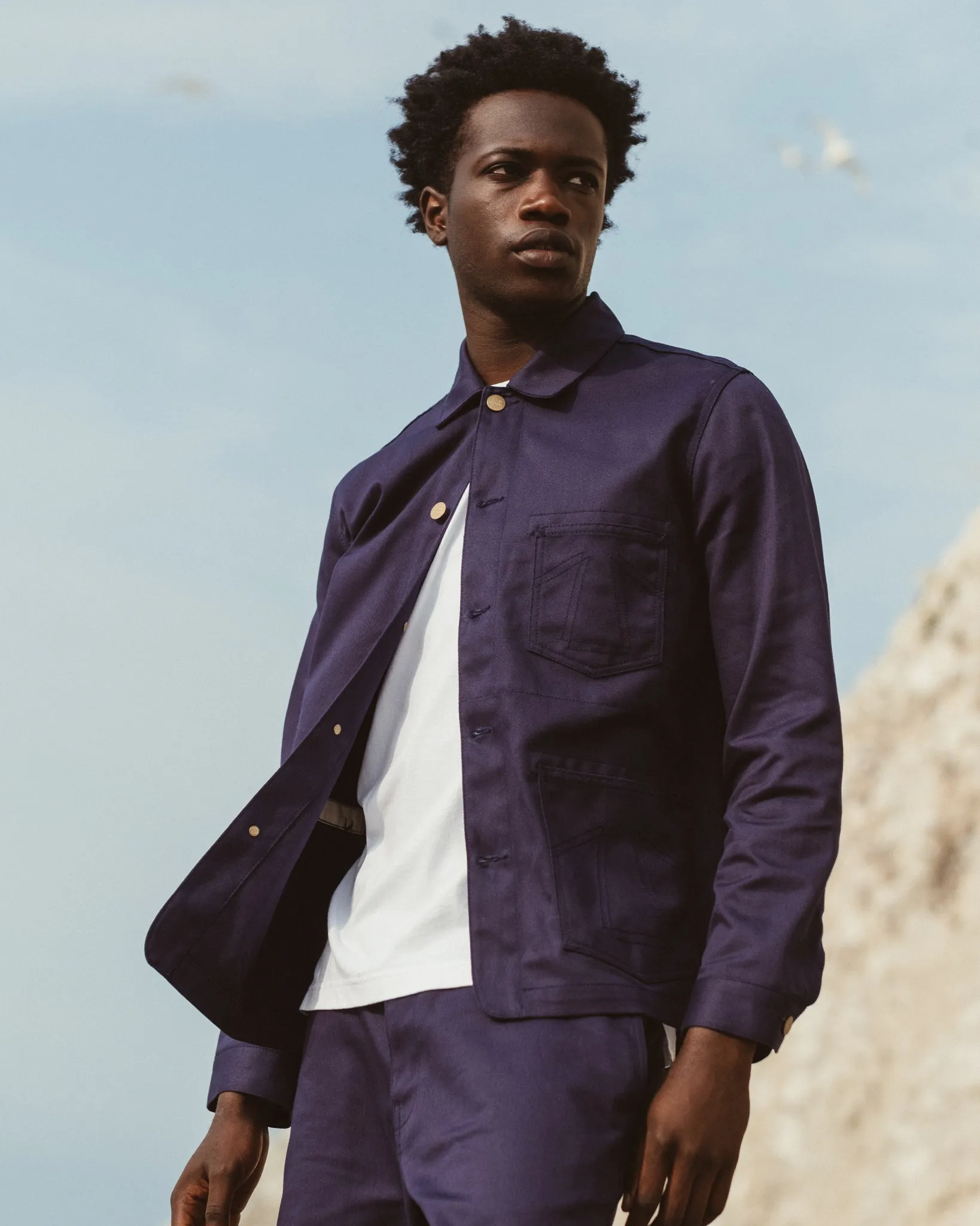 Chore Jacket Garage Cotton Navy TemperatureRegulating Tech