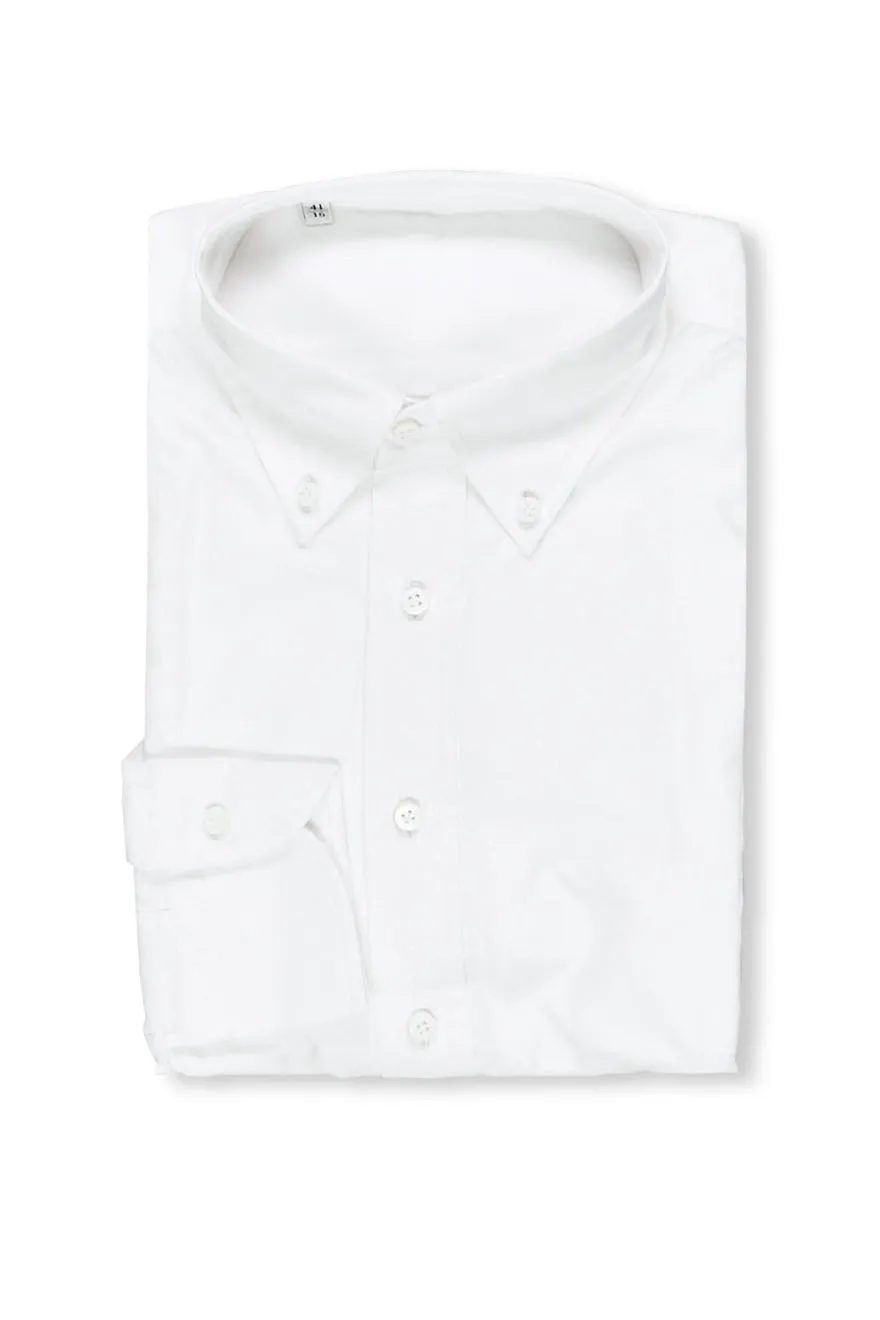 P. Johnson White Dress Oxford with Button Down Collar Popover Shirt Ultra Soft Interior Twill Weave