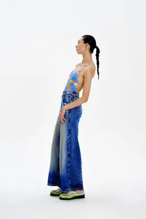 Anti Snag Threading ARIA DENIM PRINT WIDE LEG PANTS