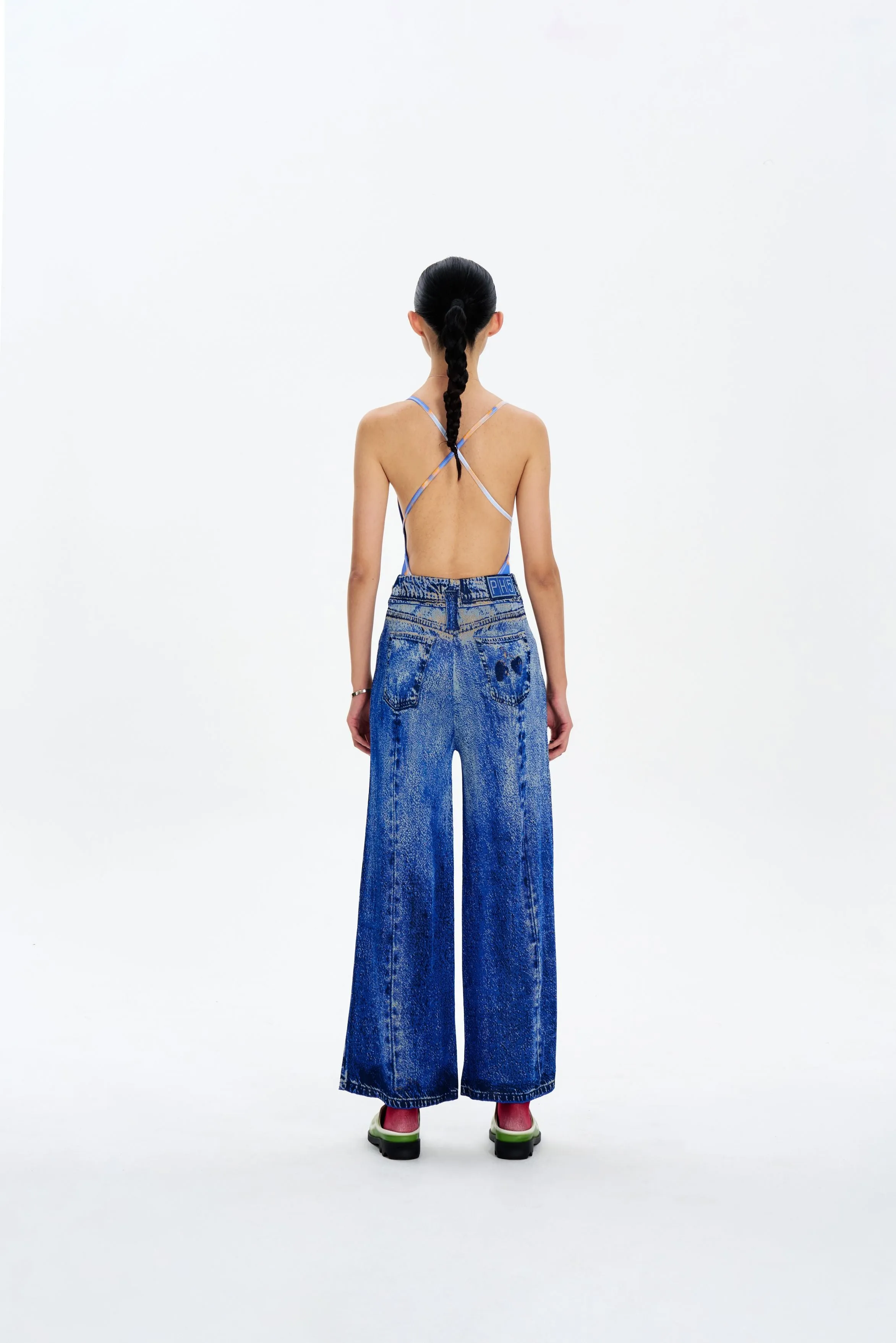 Active Comfort ARIA DENIM PRINT WIDE LEG PANTS