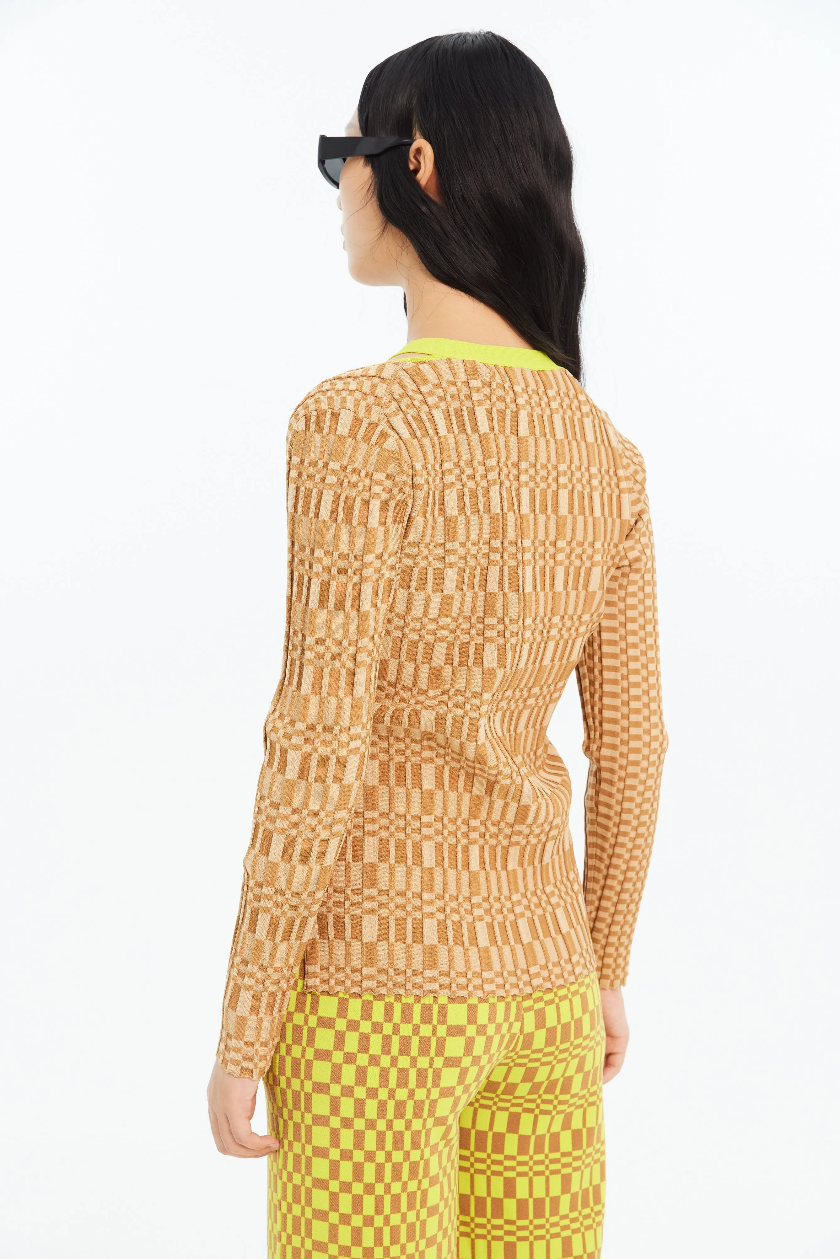 Ribbed collar ARIEL ECO WAVY CARDIGAN