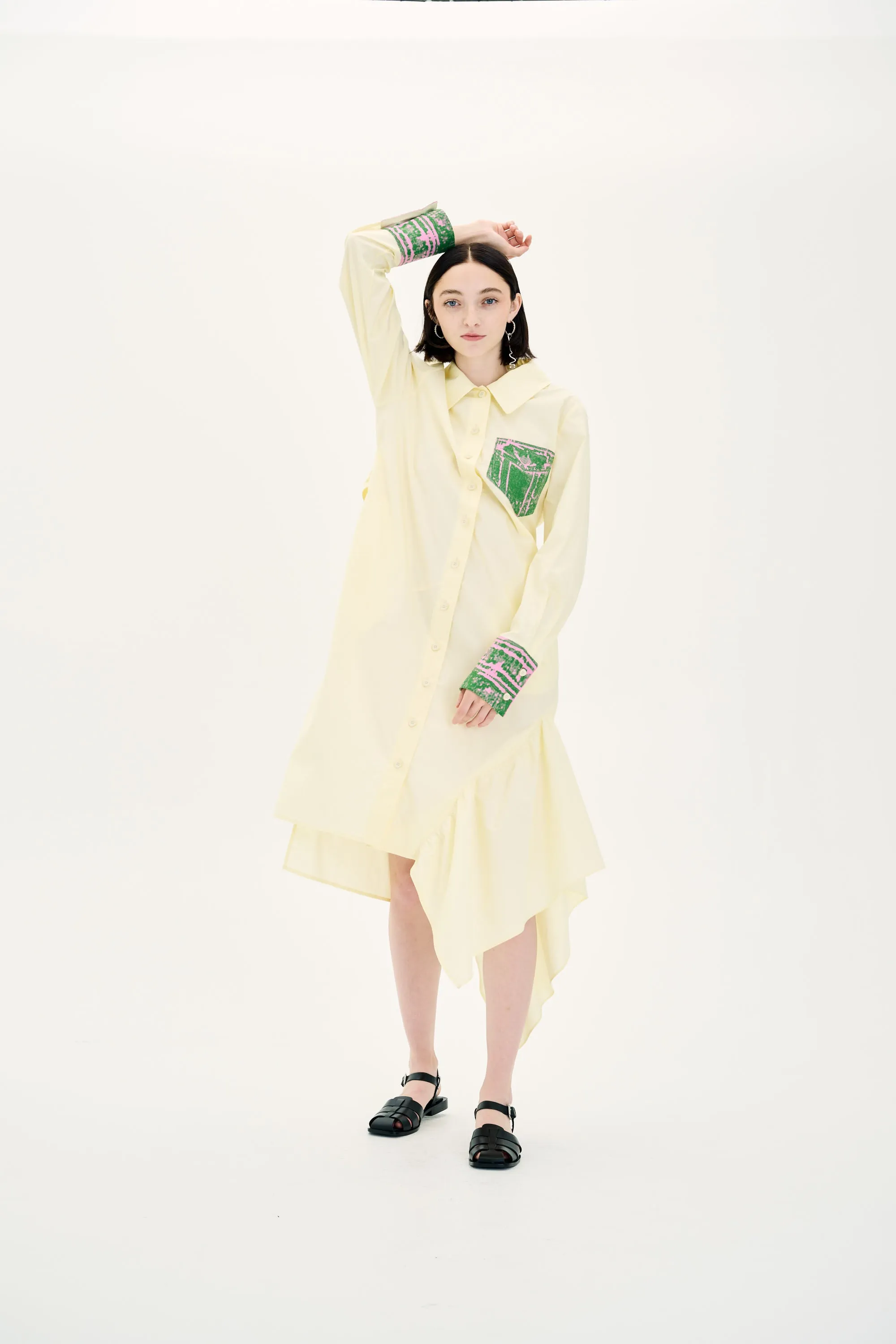Light Bow and Effortless fit dress. ARIES MIXED MEDIA OVERSIZED SHIRT DRESS