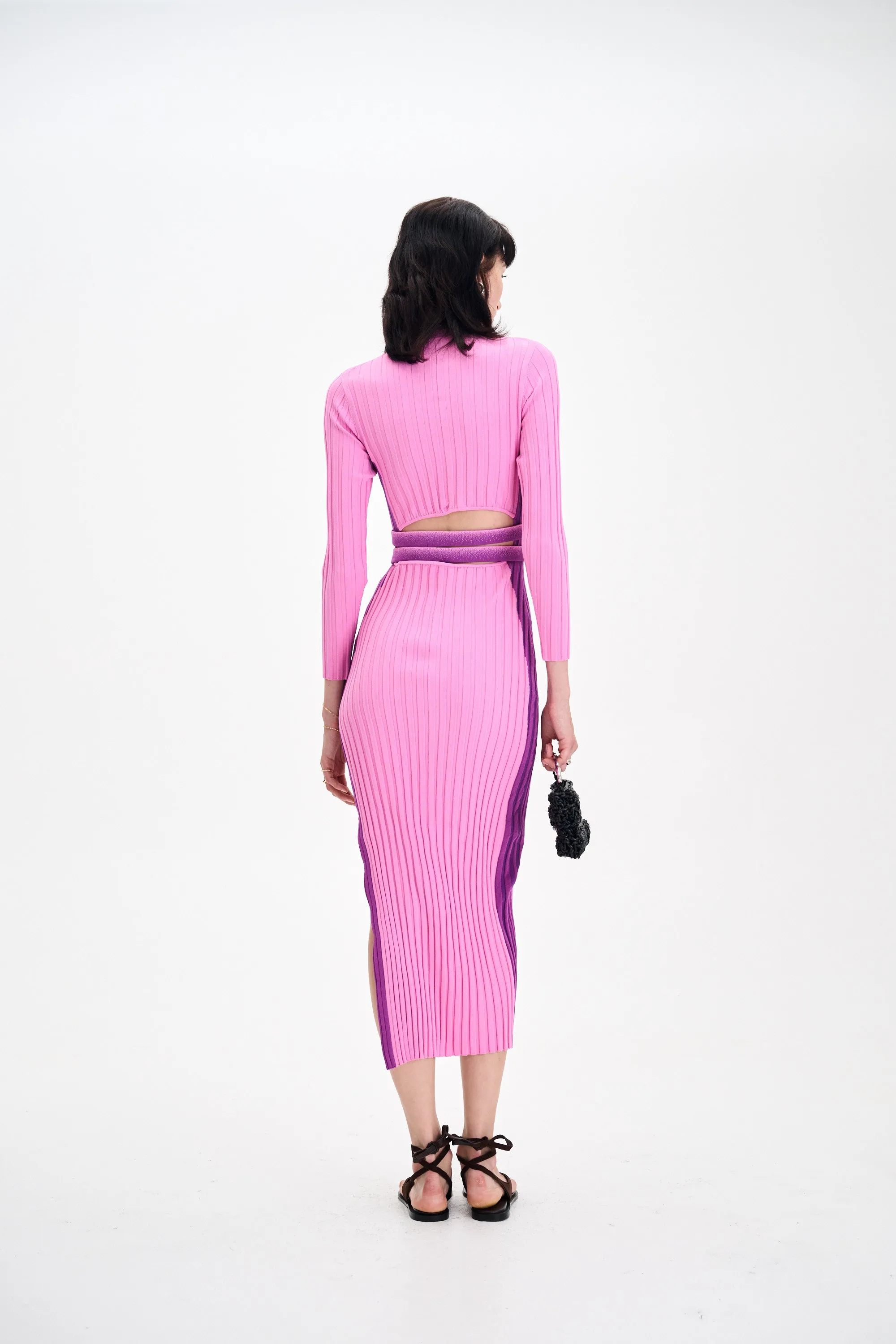 Elegant knee-length dress Effortless weekend dress ASTER LONG SLEEVE PLEATED DRESS