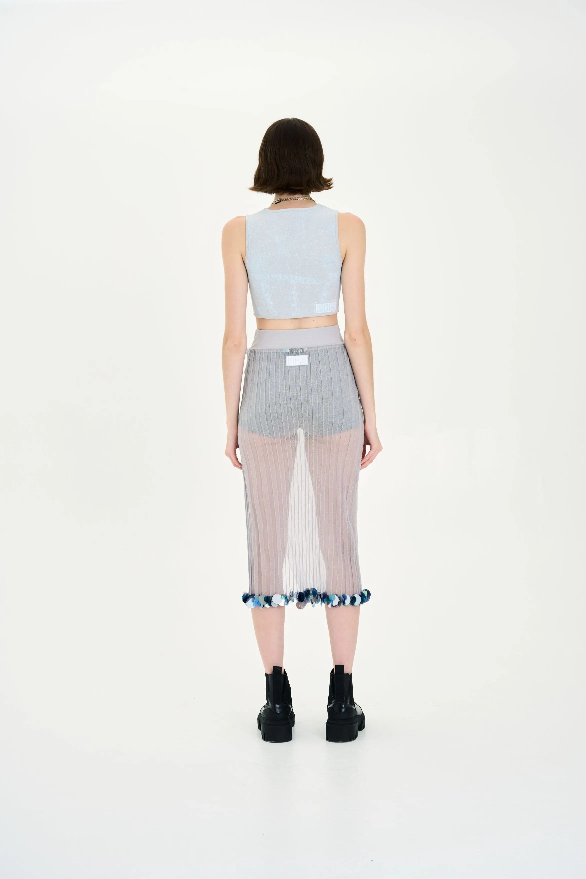 Durable Fit Thermal Regulating Fabric ASTER ORGANZA SHEER SKIRT WITH SEQUINS