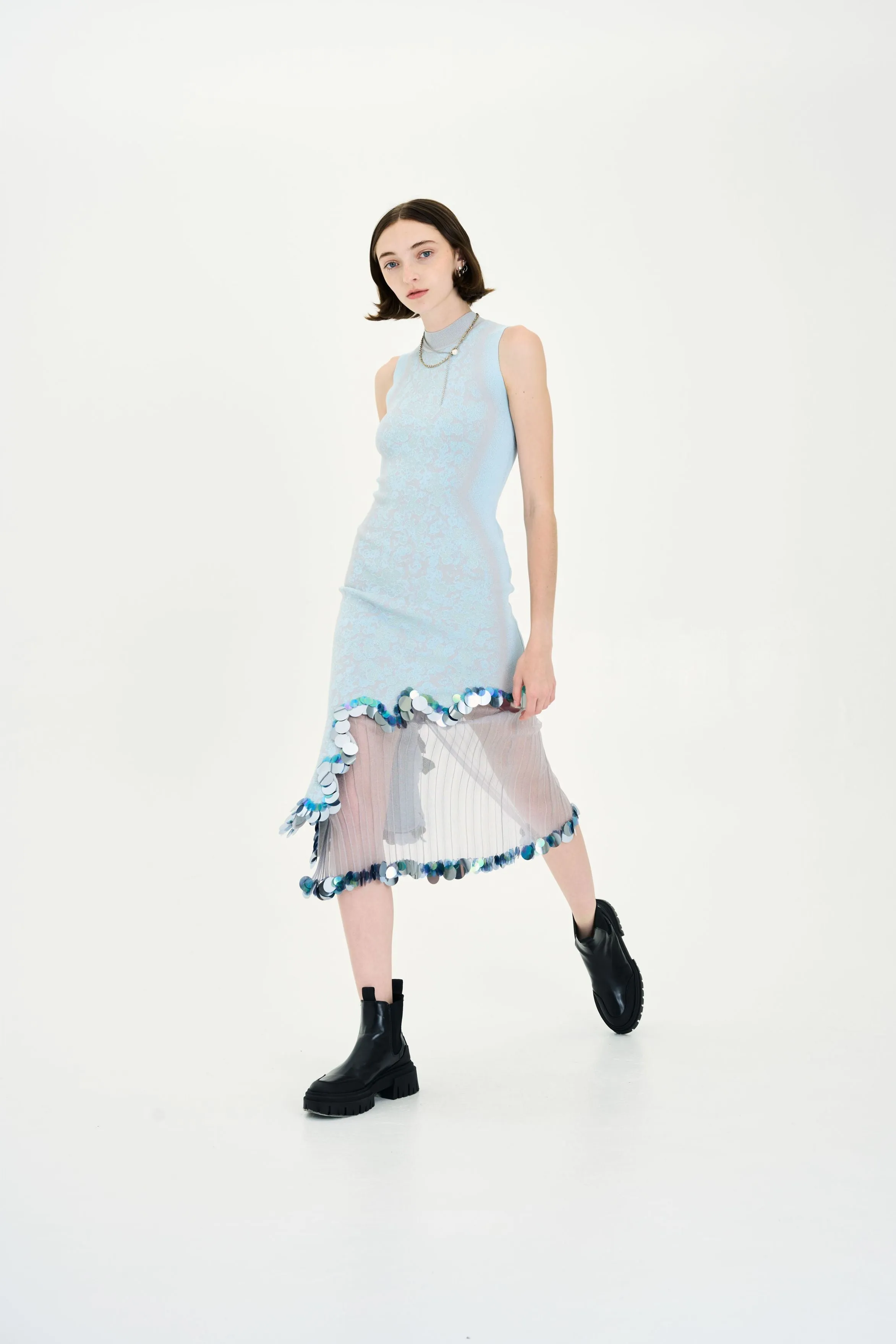 Roomy Shape ASTER ORGANZA SHEER SKIRT WITH SEQUINS