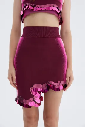 Classic Fit No Ride-Up AUDREY WAVY BORDER MINI SKIRT WITH SEQUINS