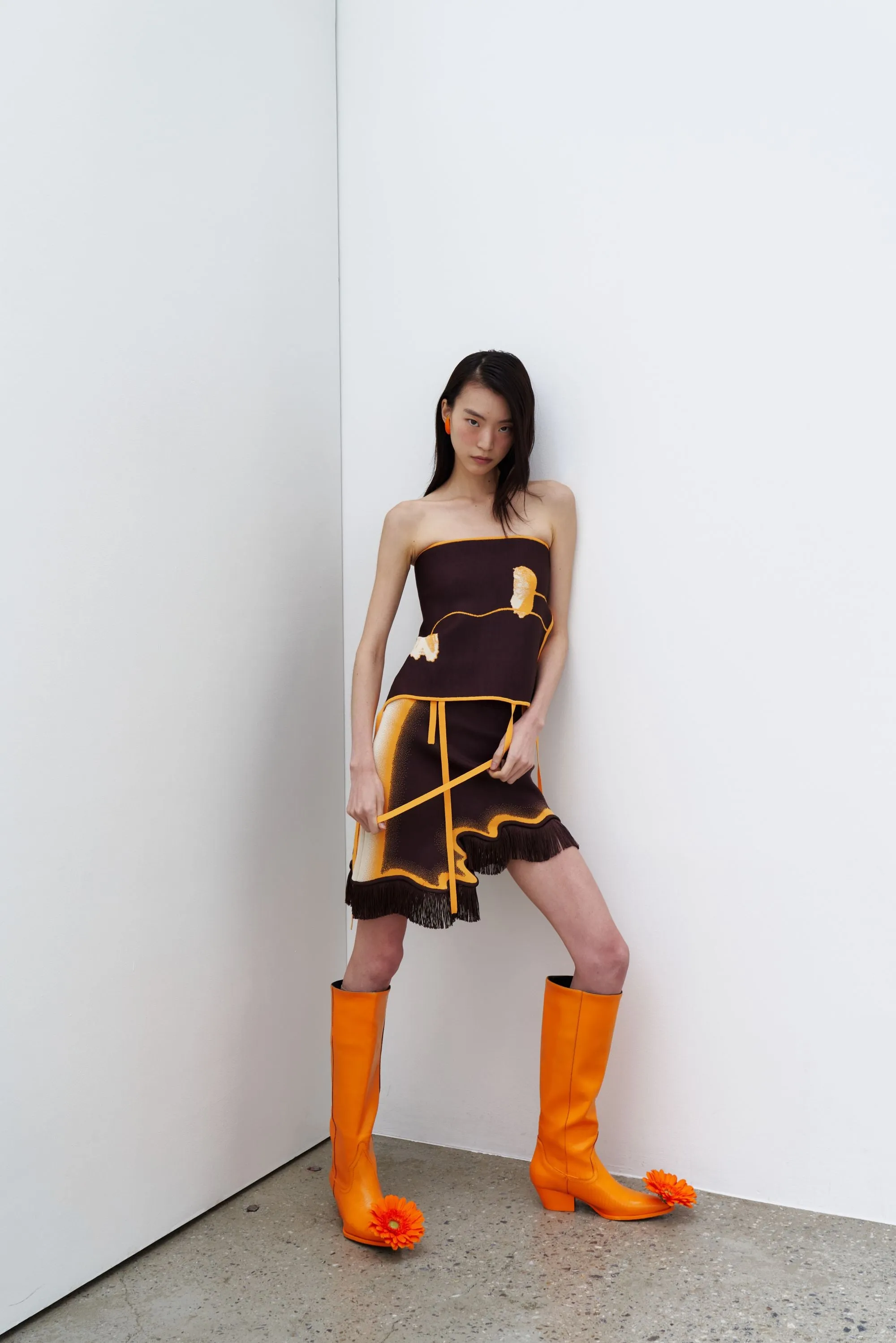 Casual Layer Fit Comfy Cut AUDREY WAVY MINI SKIRT WITH FRINGE