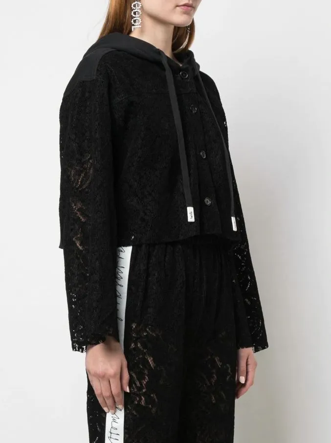 SEE THRU CROP HOODIE  BLACK South American style