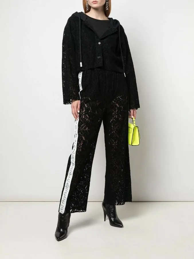 SEE THRU CROP HOODIE  BLACK 3D Sculpted Hood Pockets