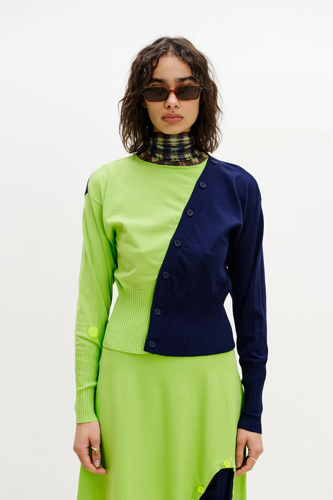 DoubleLayeredShoulders AYANA COLORBLOCK CARDIGAN