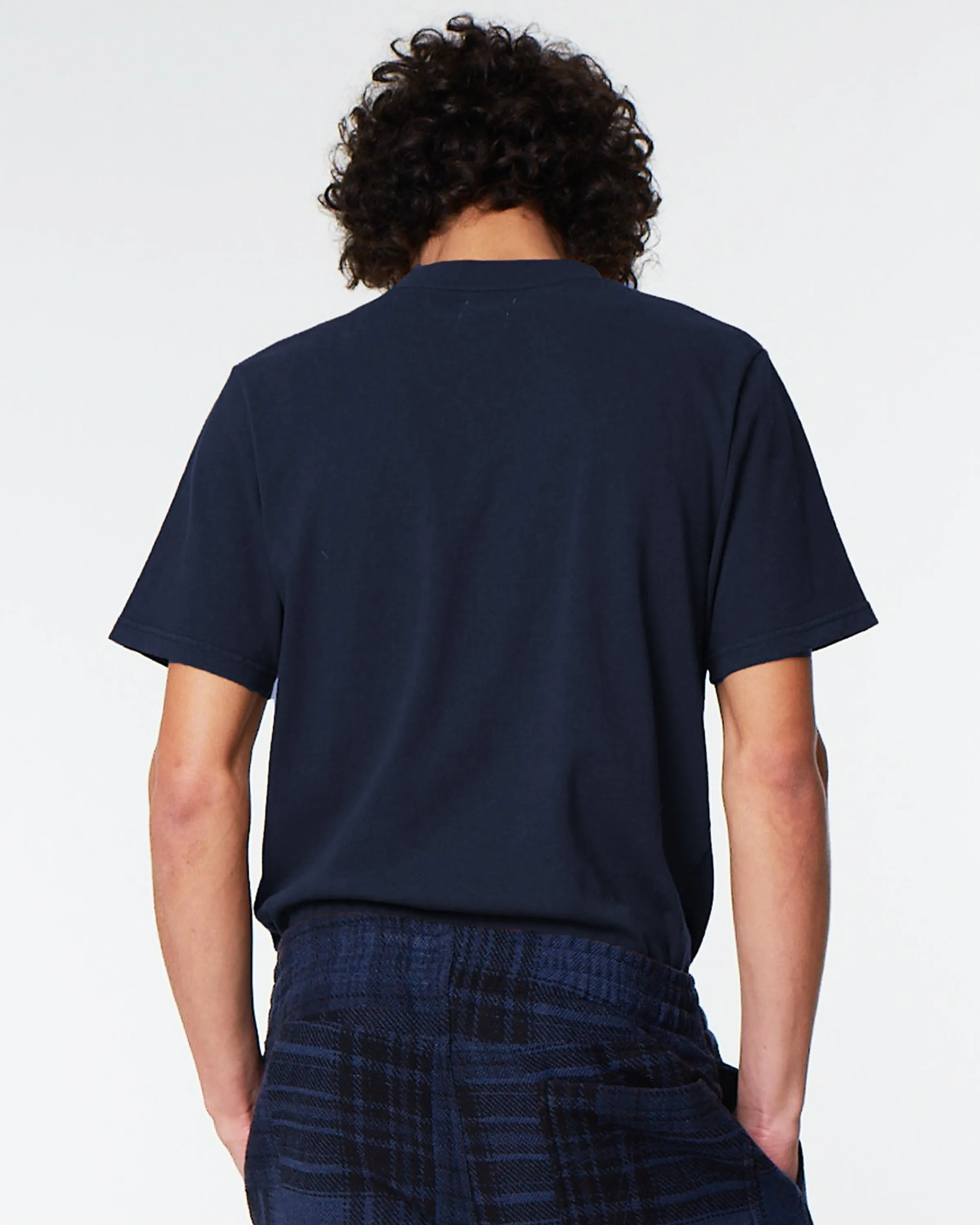 Basic Pocket T Cotton Hemp Navy Seasonal Casual Urban Fashion Look