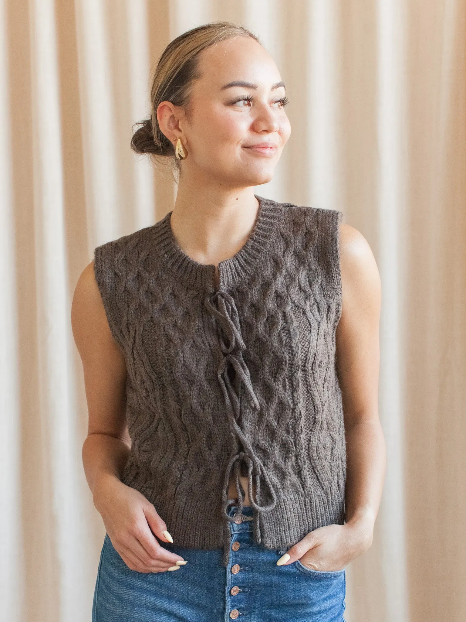 Lucy Cable Knit Vest - Charcoal Effortless knitwear