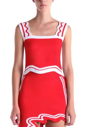 Cozy Wear Airy Mesh Lining Beatrix Wavy Crop Tank Top