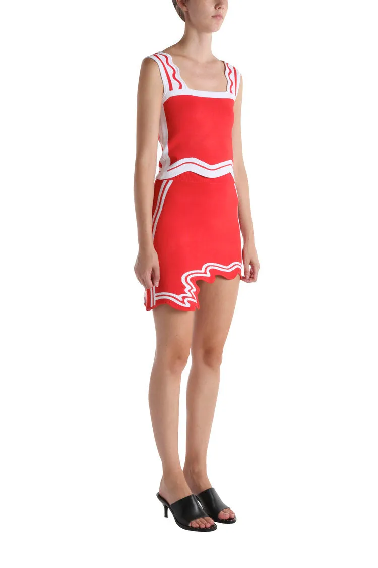 Water Repellent Finish Oversized Fit Beatrix Wavy Crop Tank Top