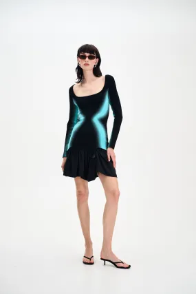 Feminine Vibe Side Tie BELLA MIXED MEDIA MINI DRESS